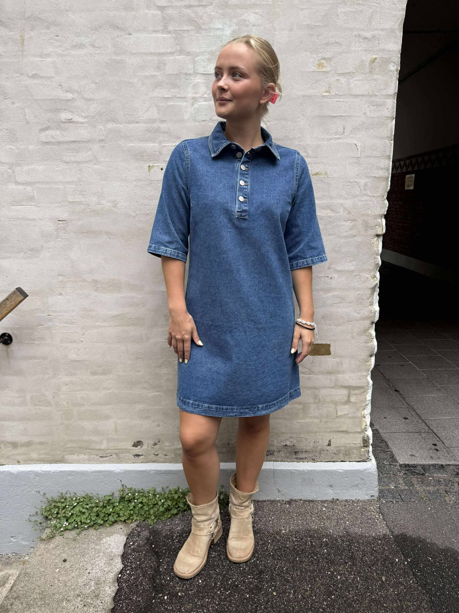 Bella SS Dress Medium Blue Denim