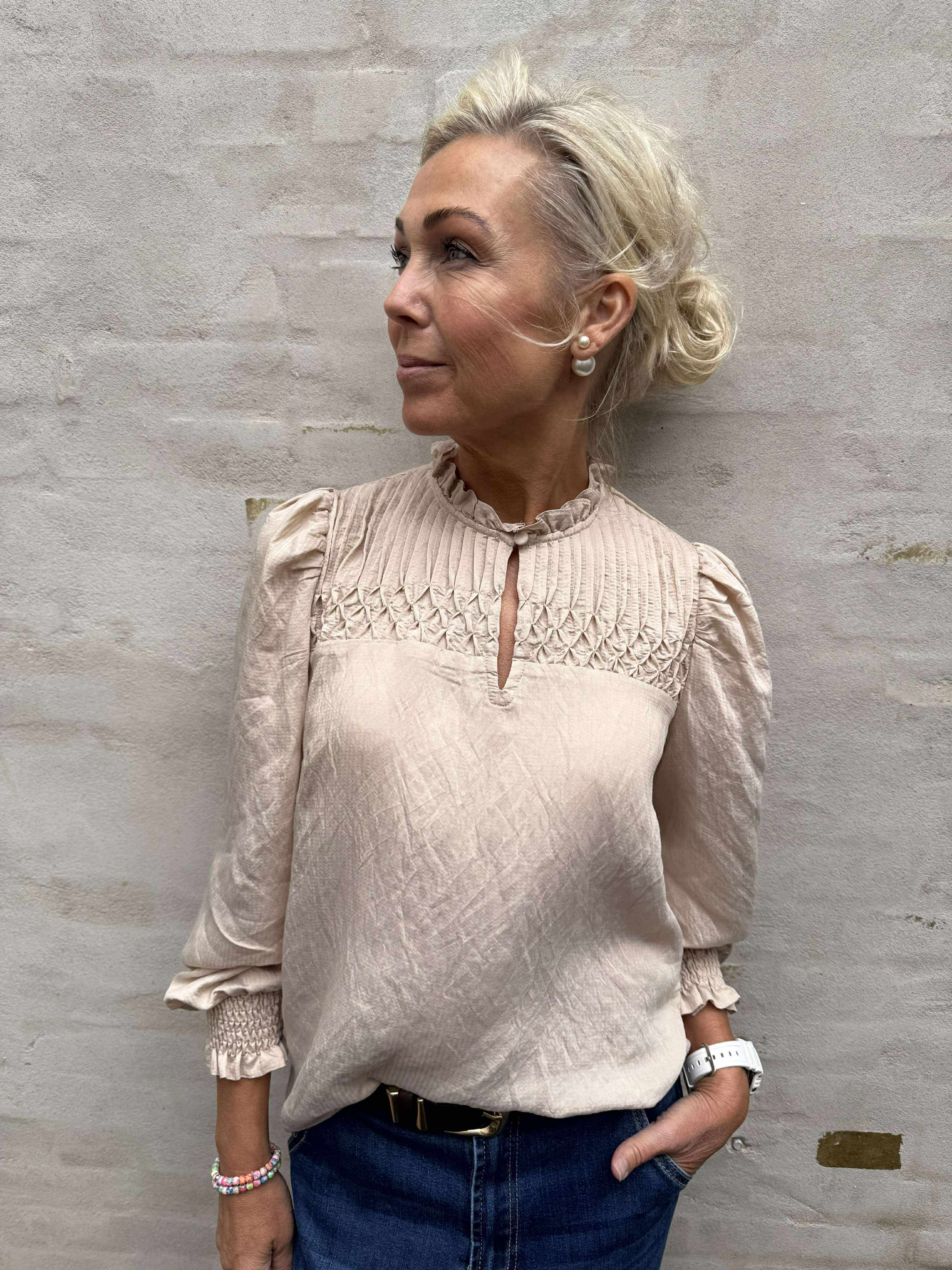 Molly Pintuck Blouse - Powder