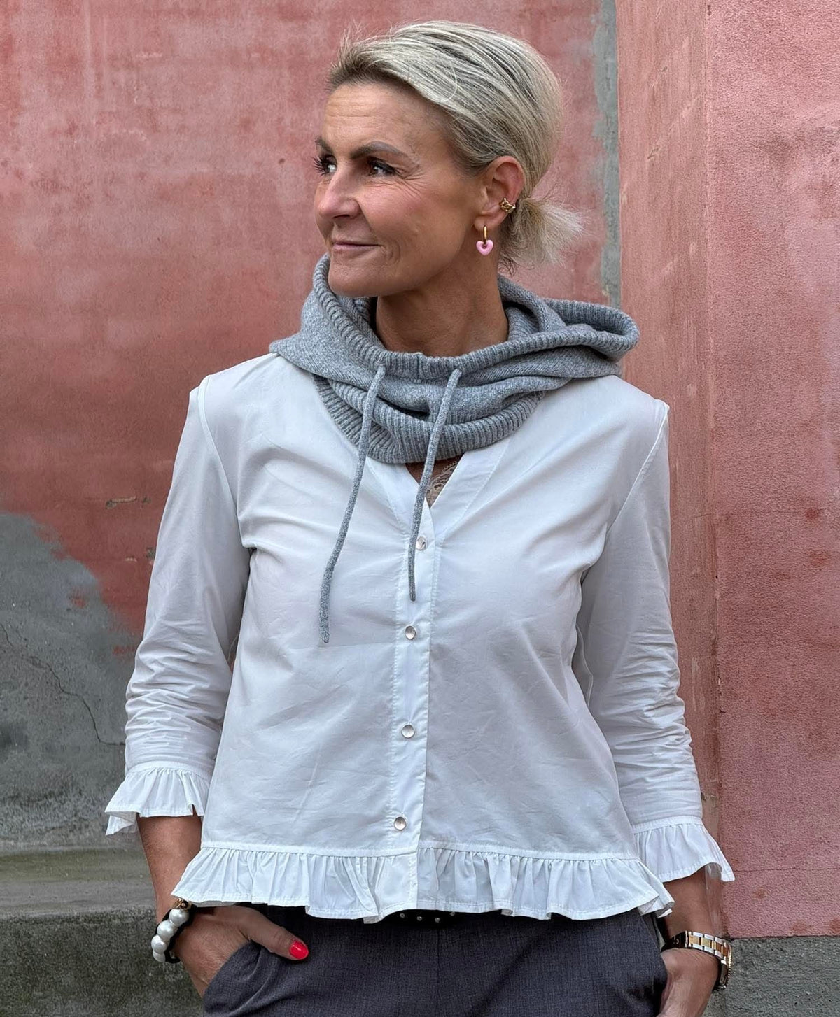 ADDIE BALACLAVA - Light Grey Melange/Heart/Flame