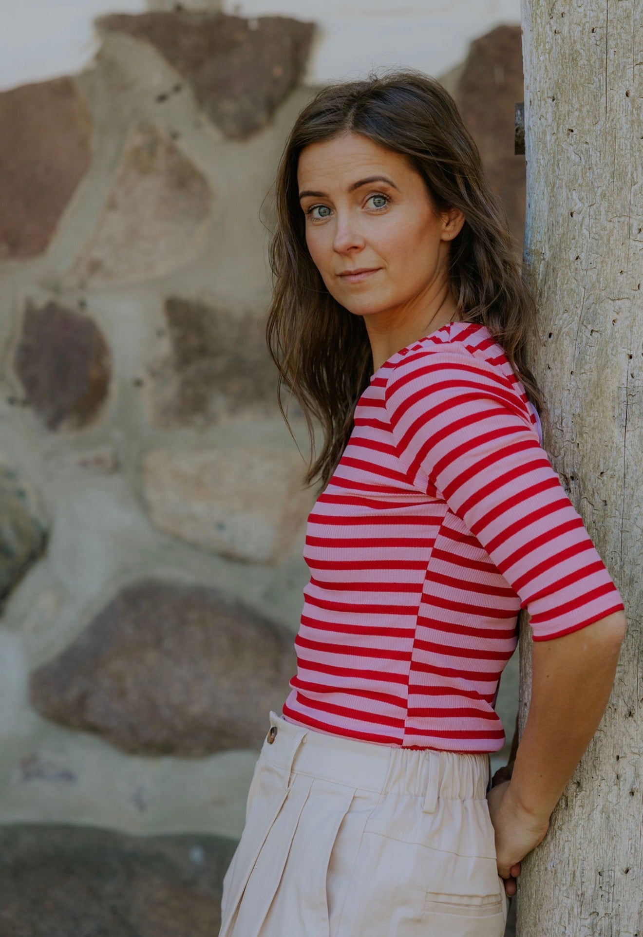 Everyday Stripes SS Blouse - Pink/Red