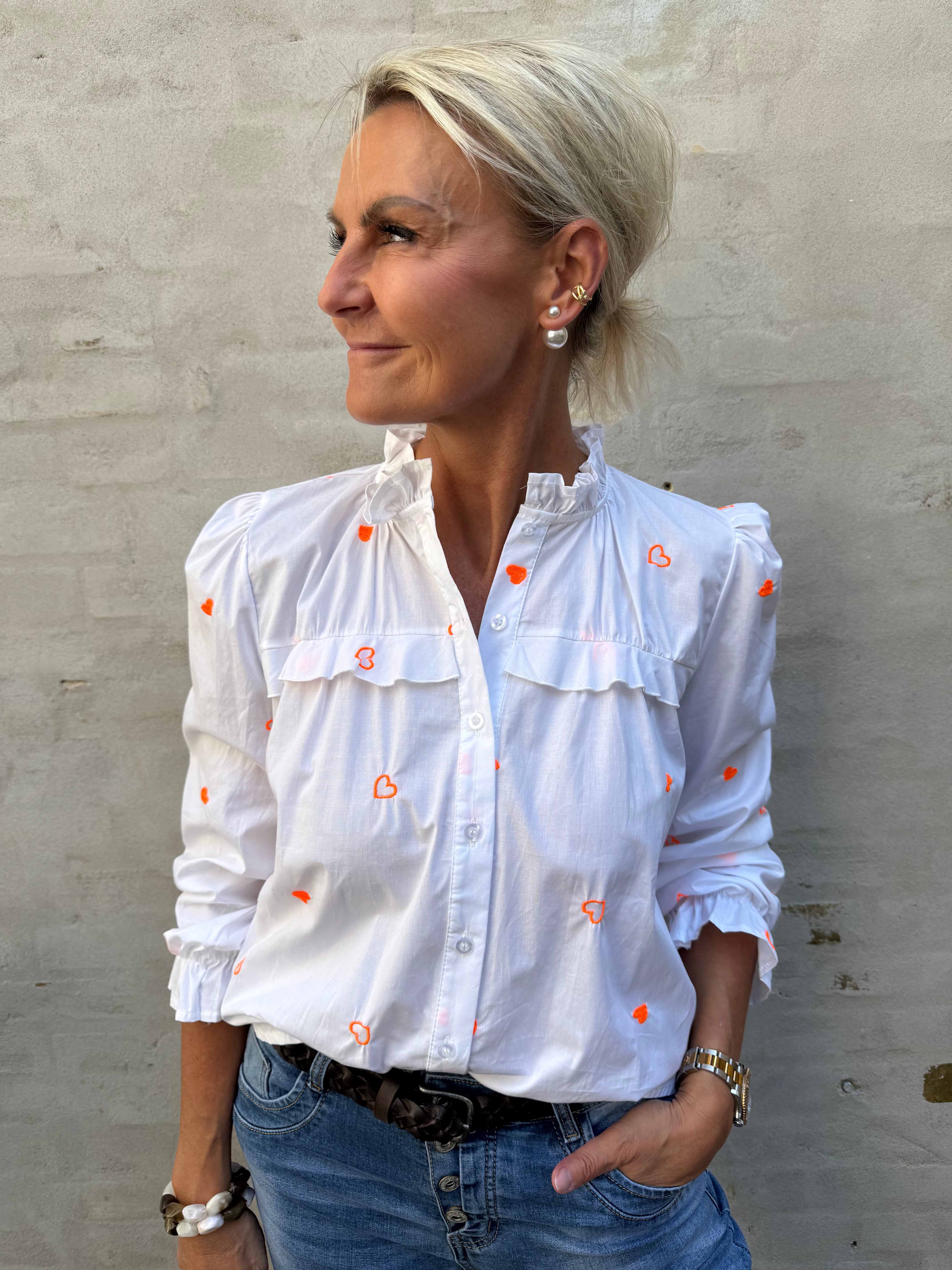 Sweet Heart Shirt - White/Orange