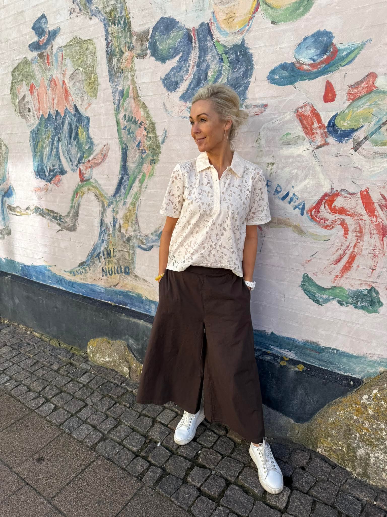 BIANCA POLO TOP - Vit sand