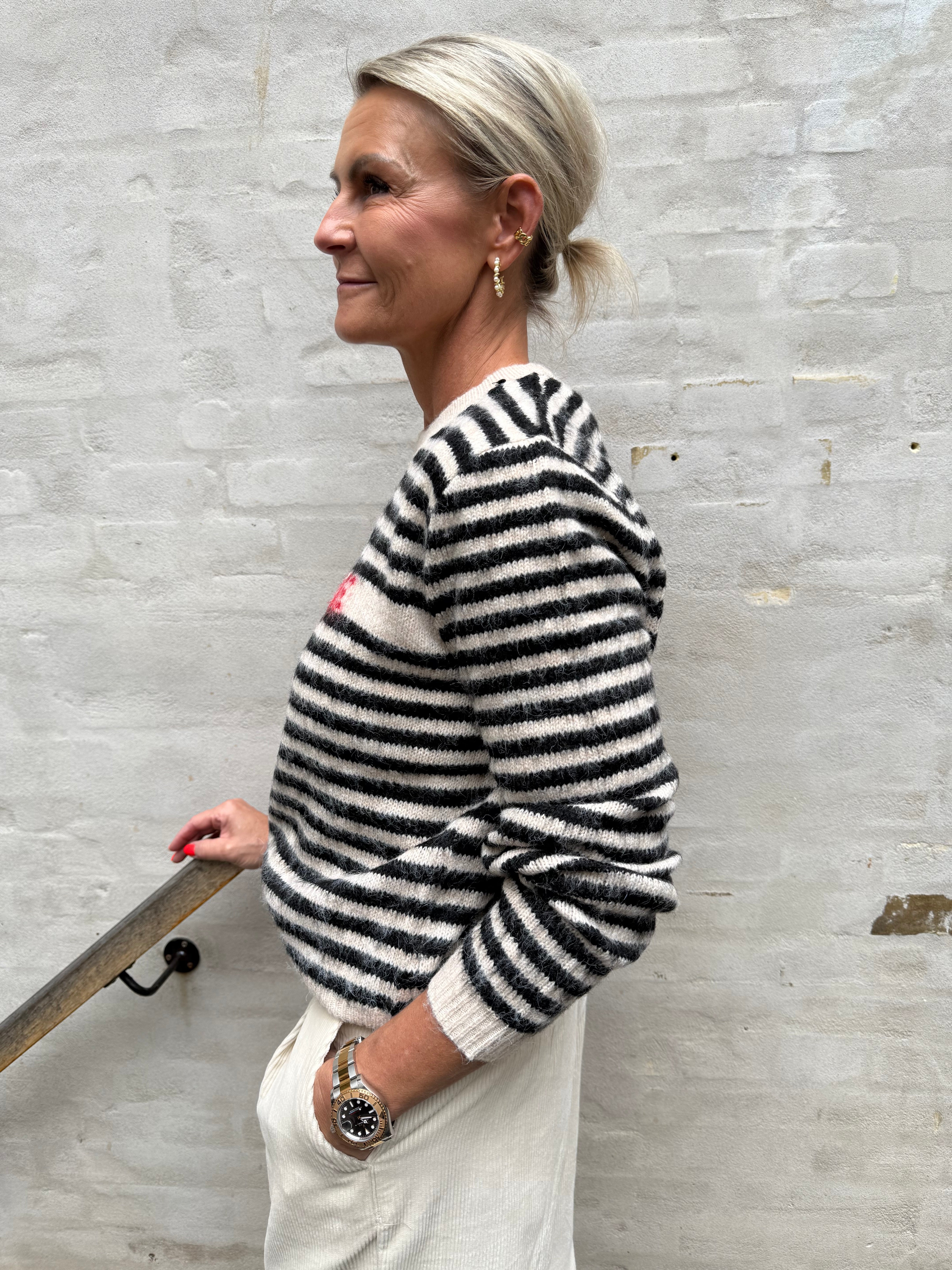 JADA LS O-NECK KNIT BC - Birch BLACK