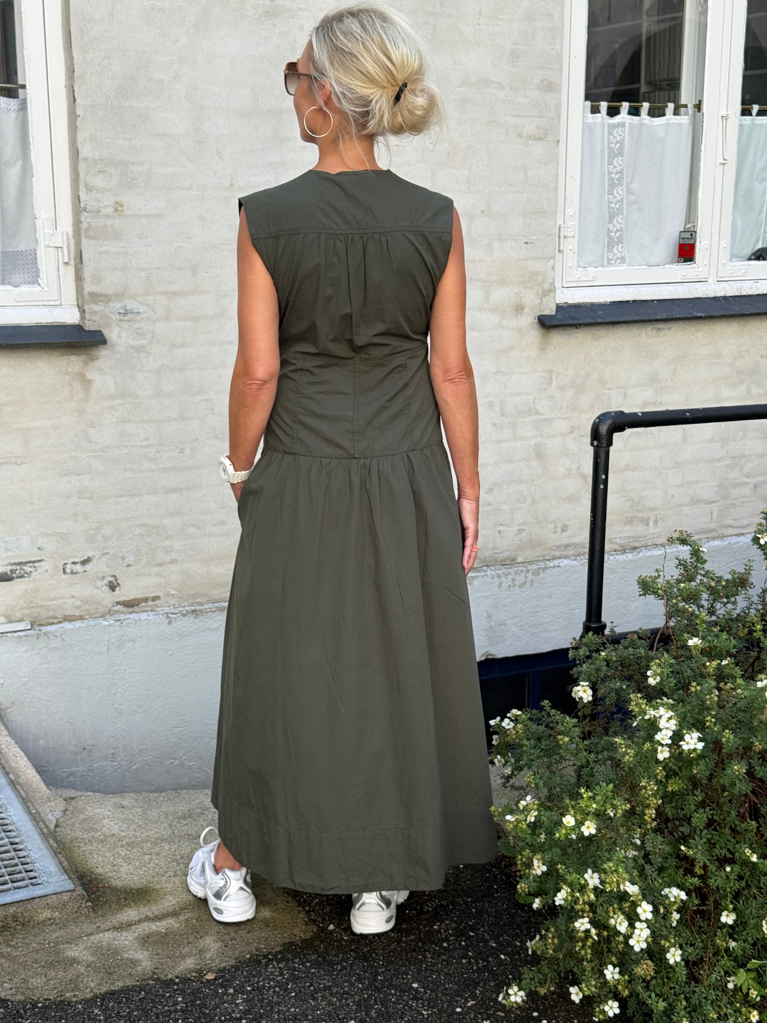 Halise Poplin Dress - Army