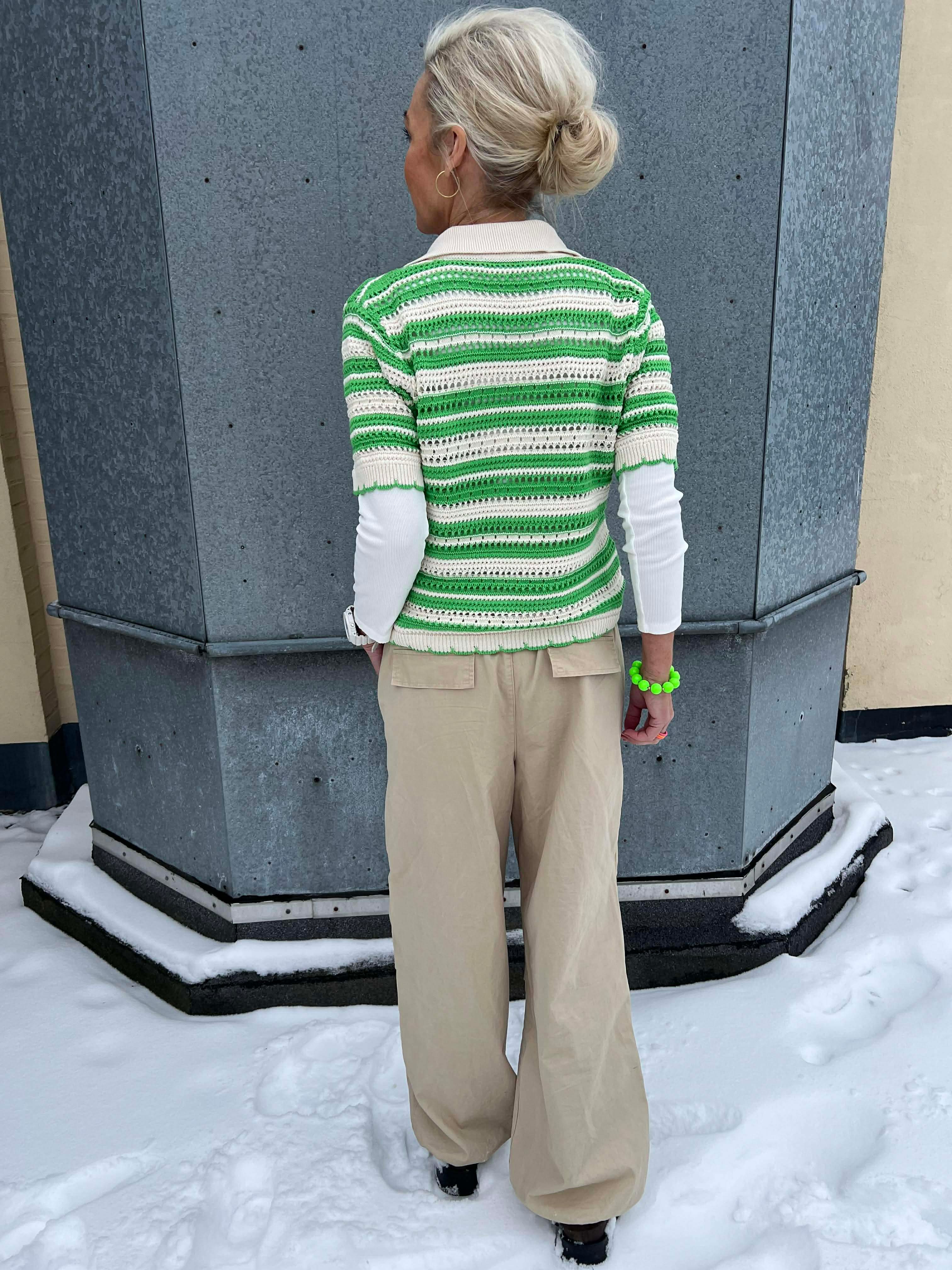 OdetteCC Stripe SS Cardigan - Green