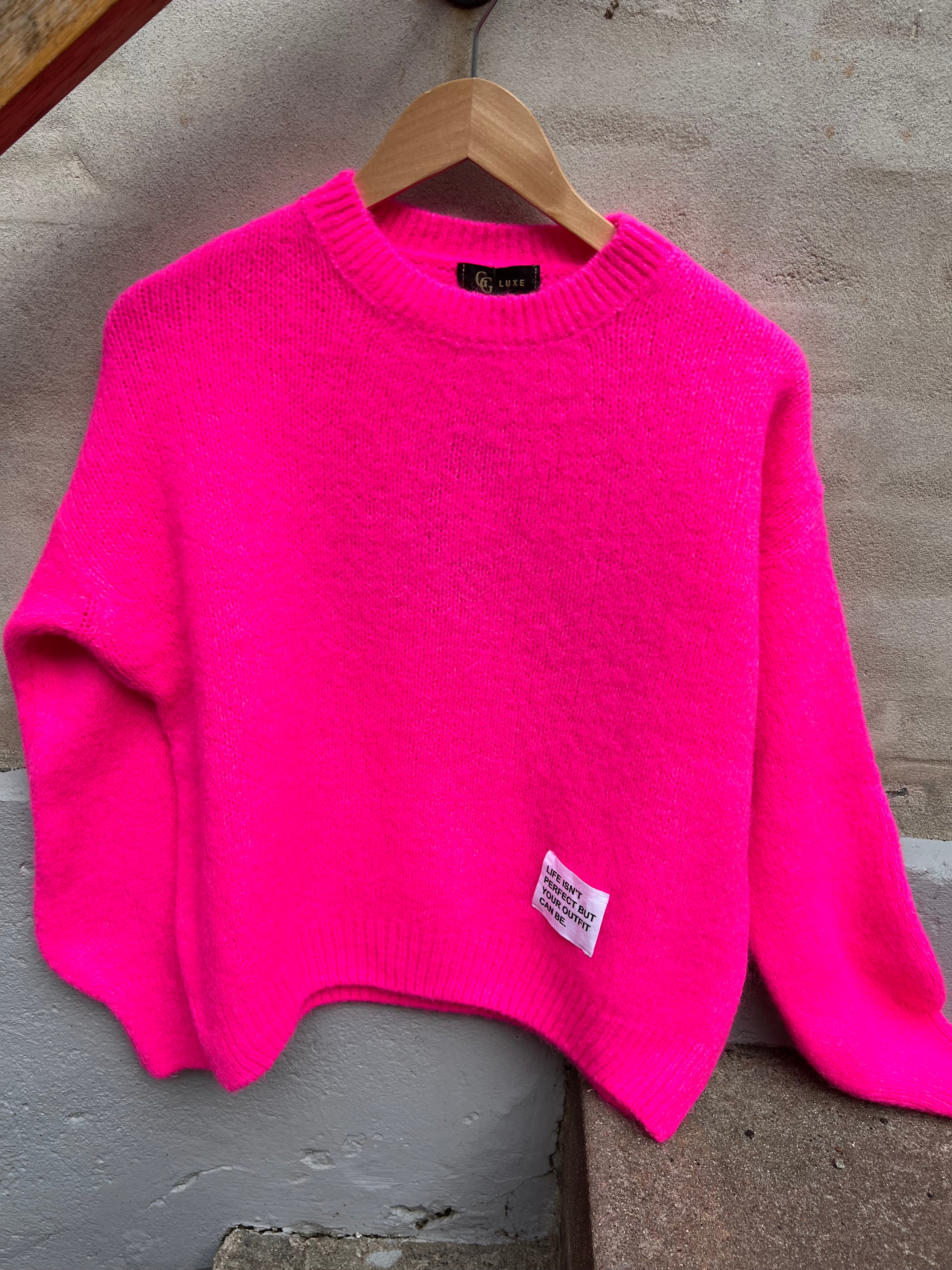 Lurex patch knit pink