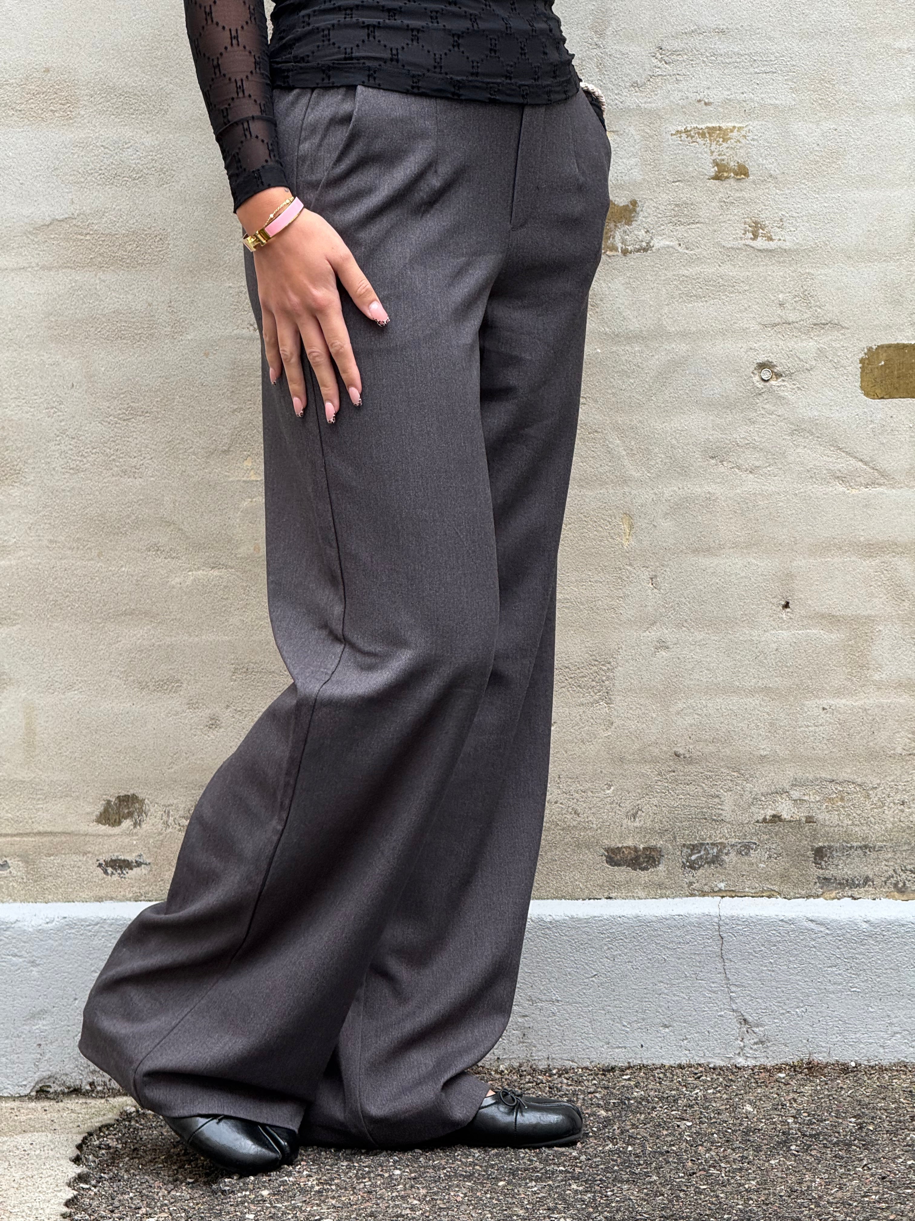 LISA WIDE PANT NOOS - Medium Grey Melange