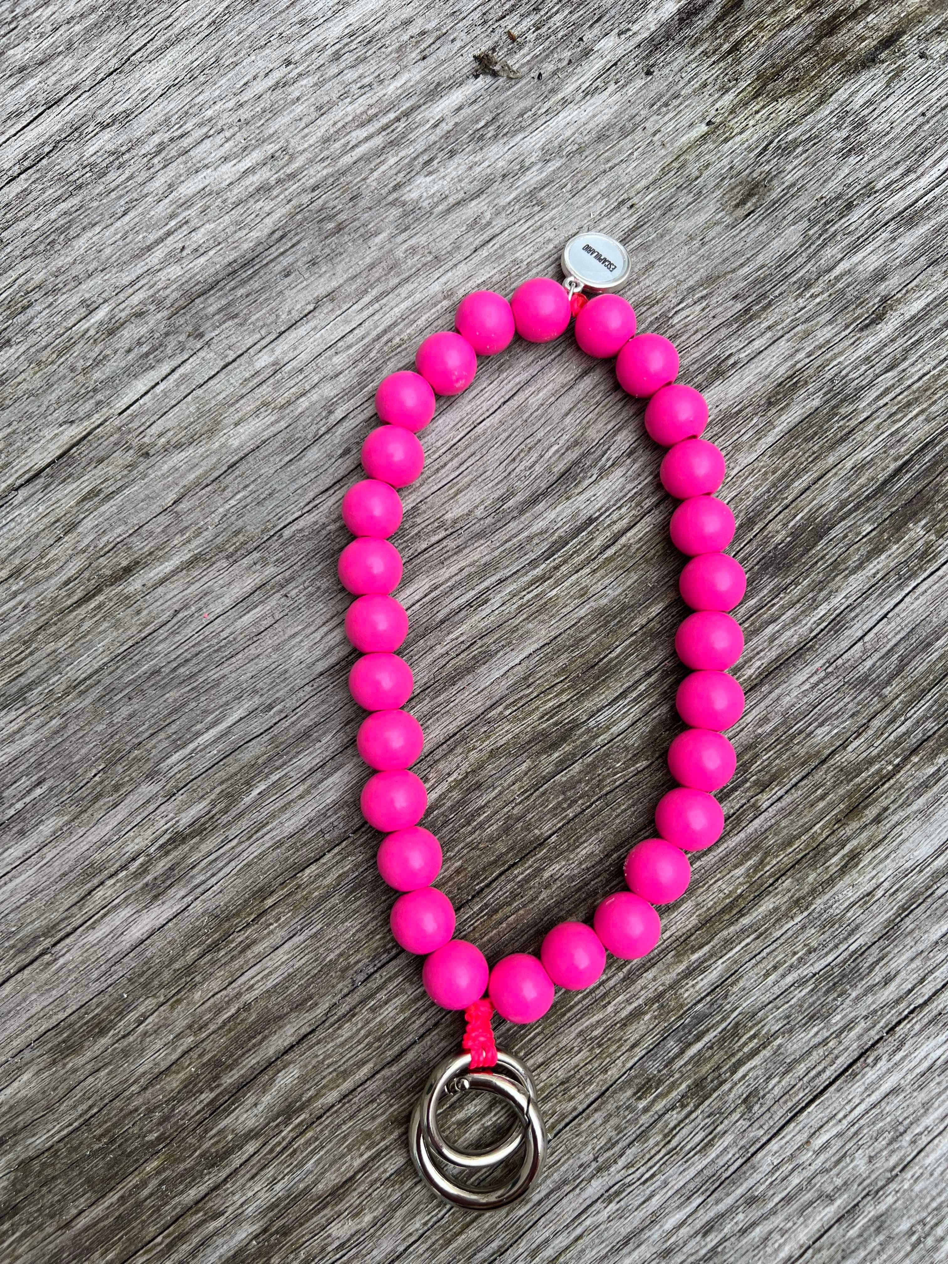 Timber keyring neon pink