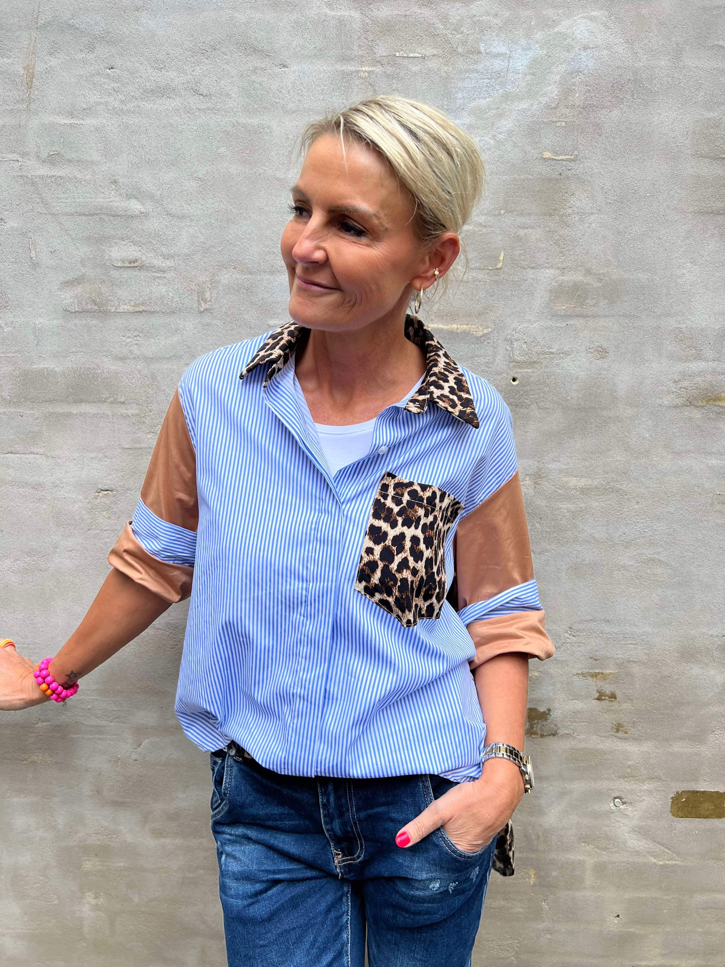 Leopard stripe mix shirt