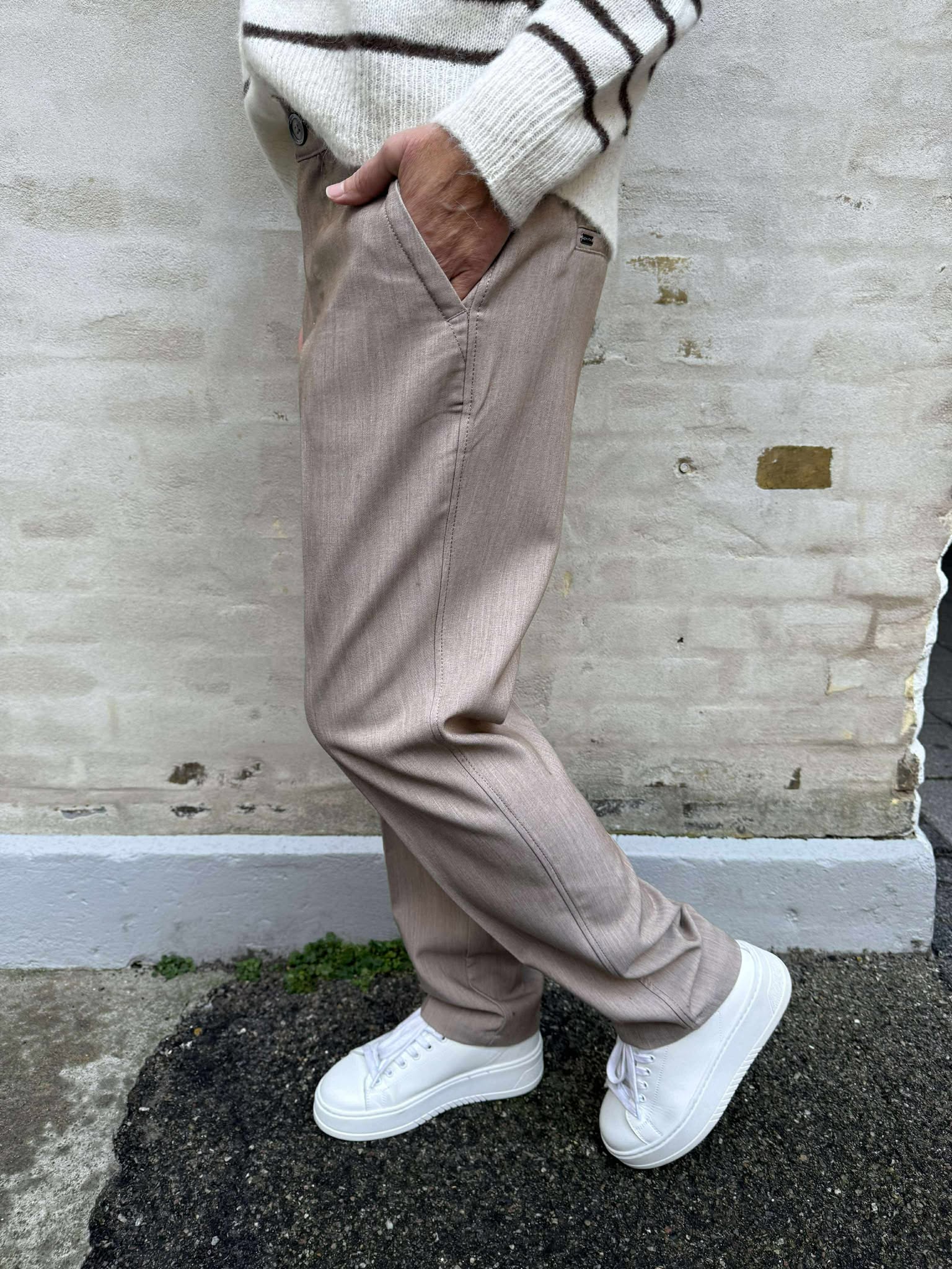 Chino Melange Woven Stretch - Light Terra Mocha Melange