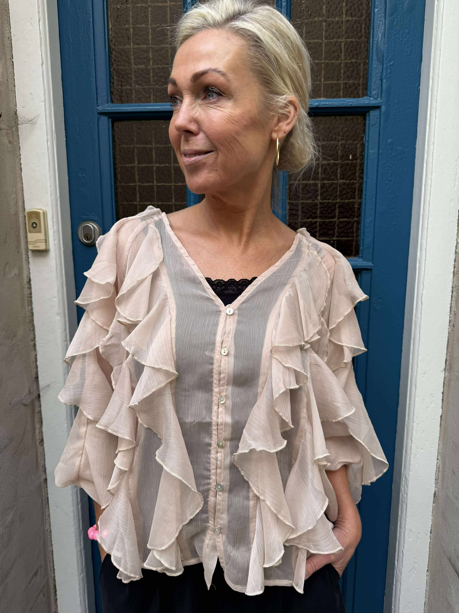 LISSA Flounce Blouse - Sand