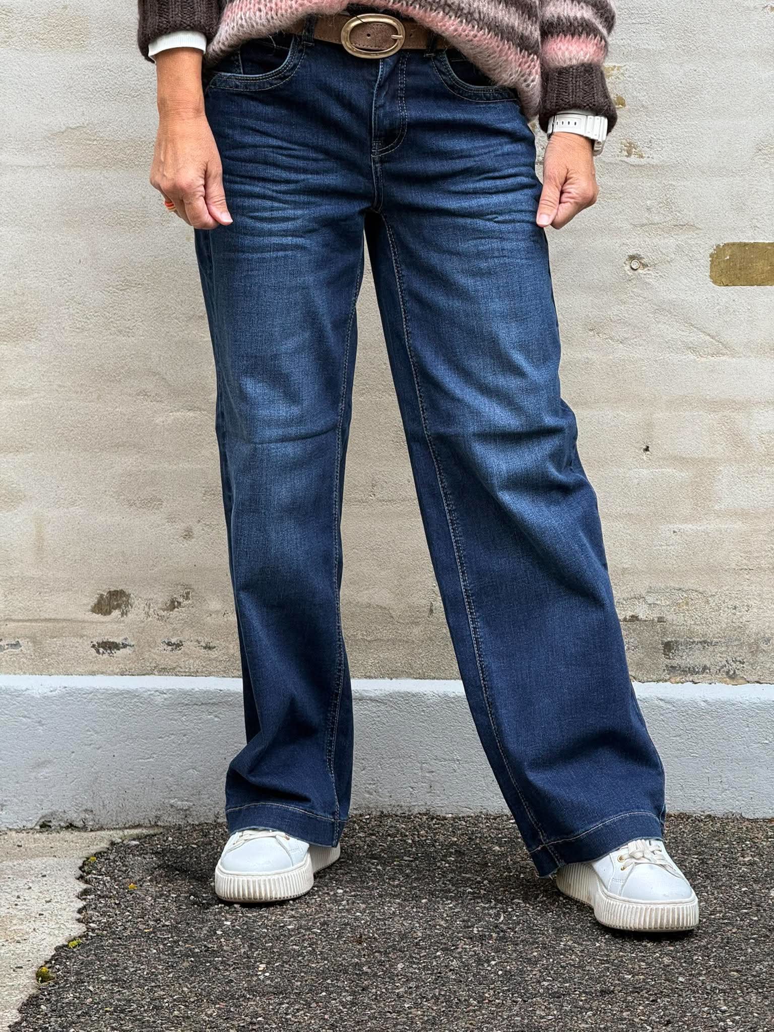 Emee HW Wide Leg Jeans - Dark Blue