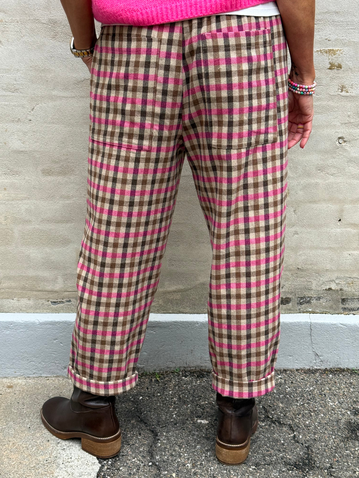 Lotta Check Pants - Fuchsia/Brown/Beige