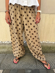 Polka Dot Pants - Beige/Brown