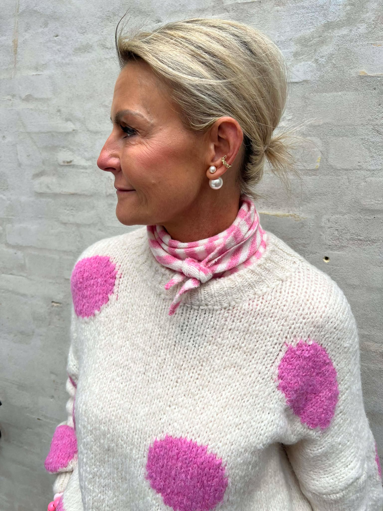 Striped knitted Scarf - Raspberry