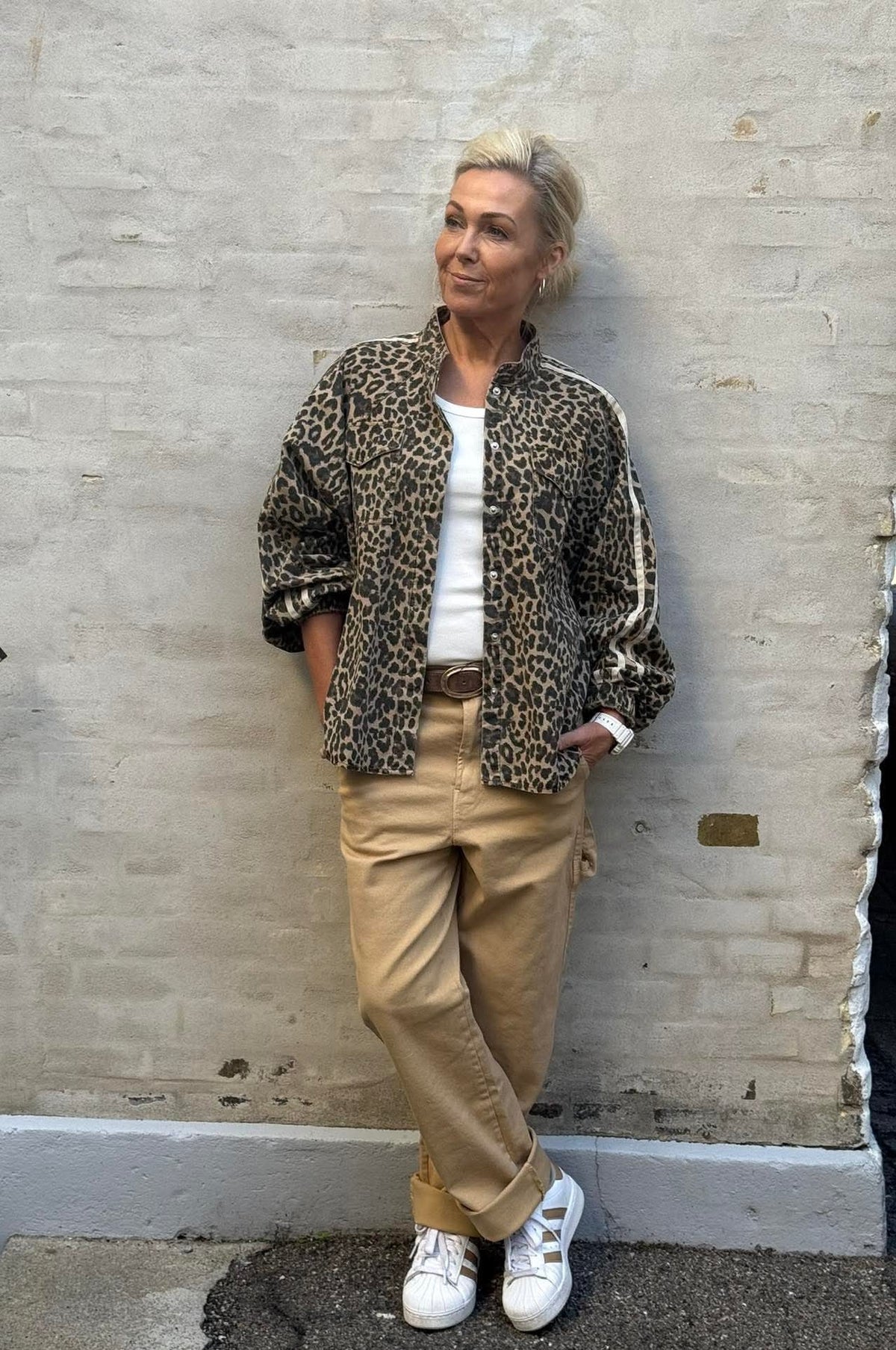 BasmaGO Jull Skjortjacka - Leopardmönster/Gräddvit randig