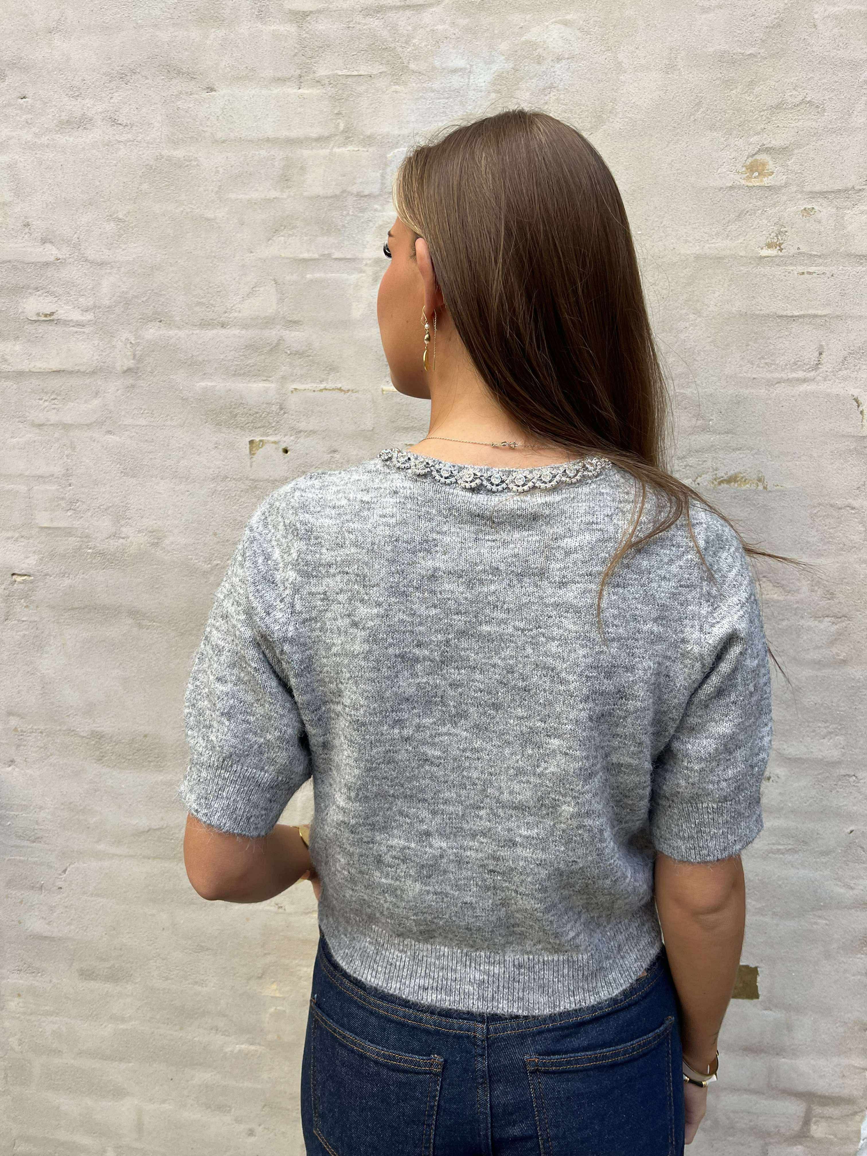 ALVA LIFE EMBEL CARDIGAN - Medium Grey Melange/SILVER