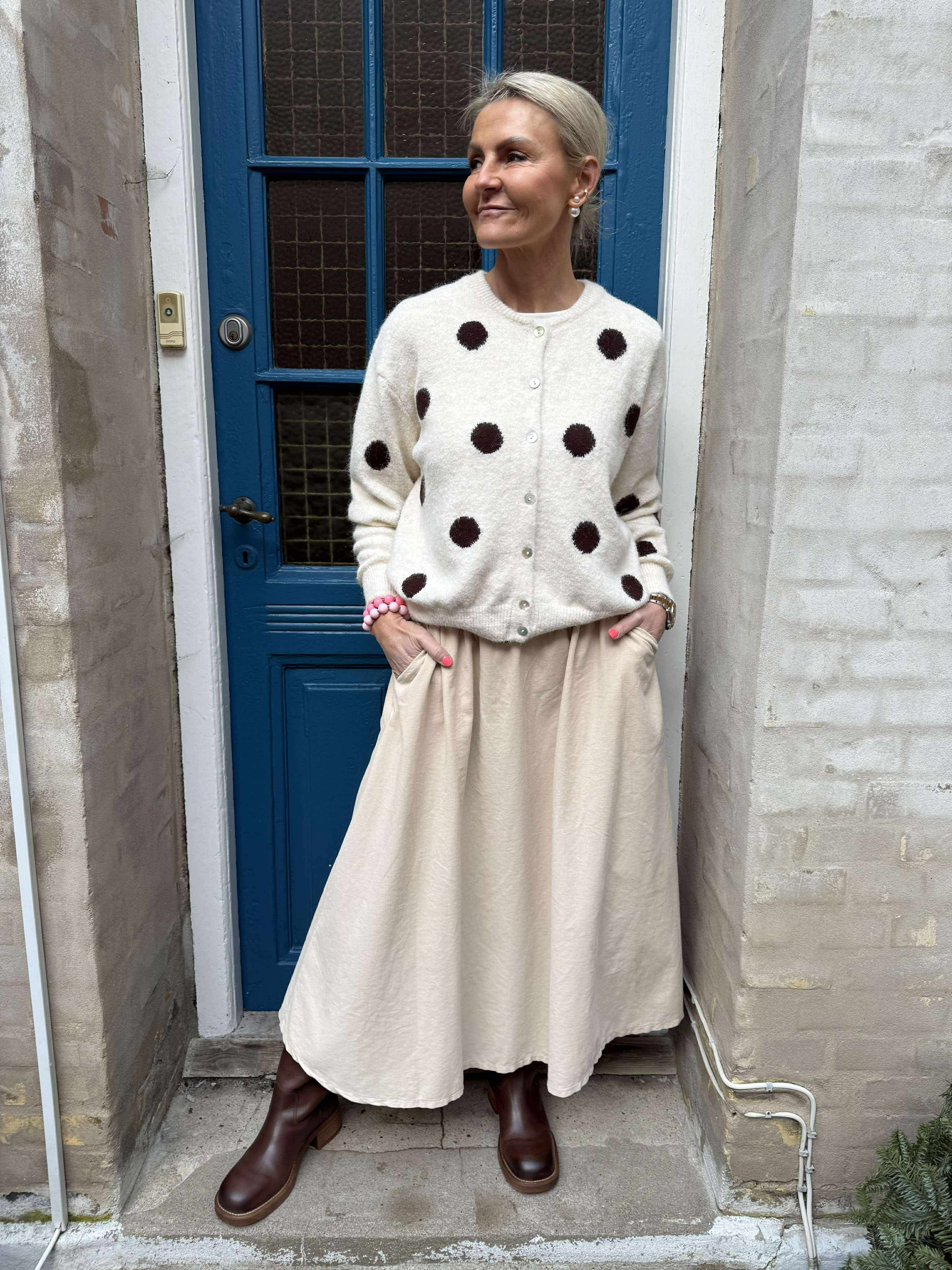 Elvie Dot Cardigan -  Beige Dot