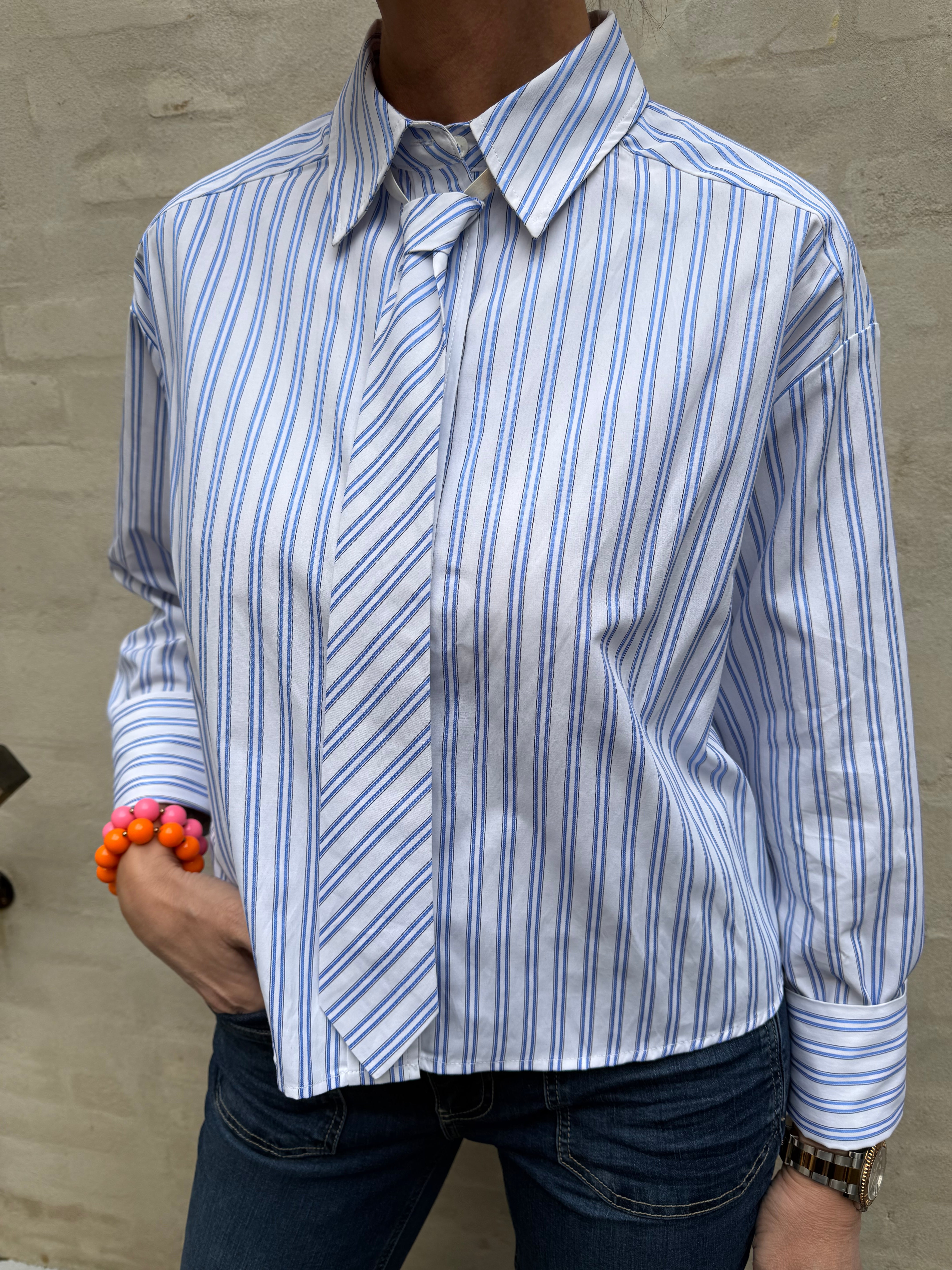 DevinCC Stripe Tie Shirt - Blue