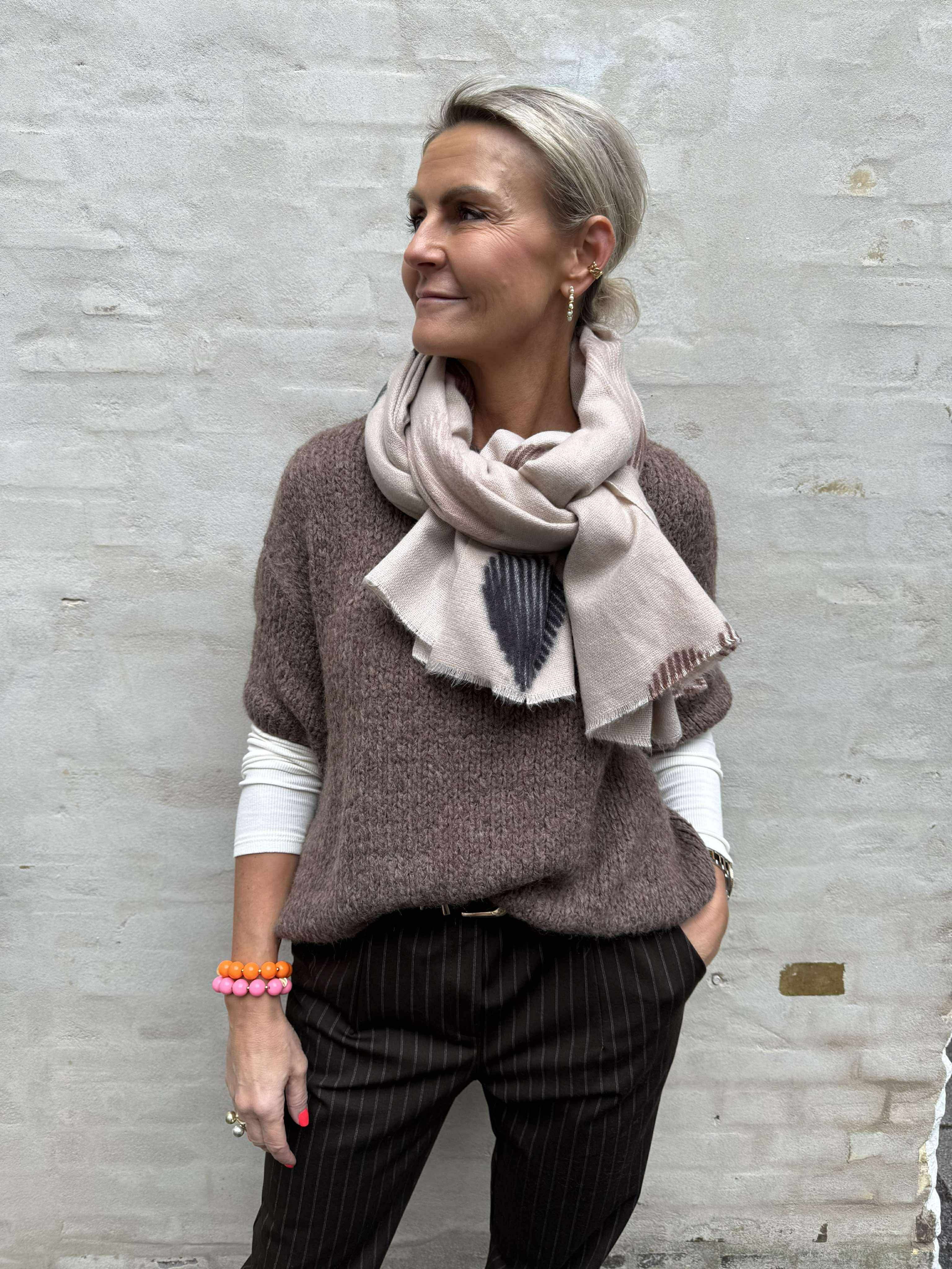 Lux Heart Scarf - Taupe