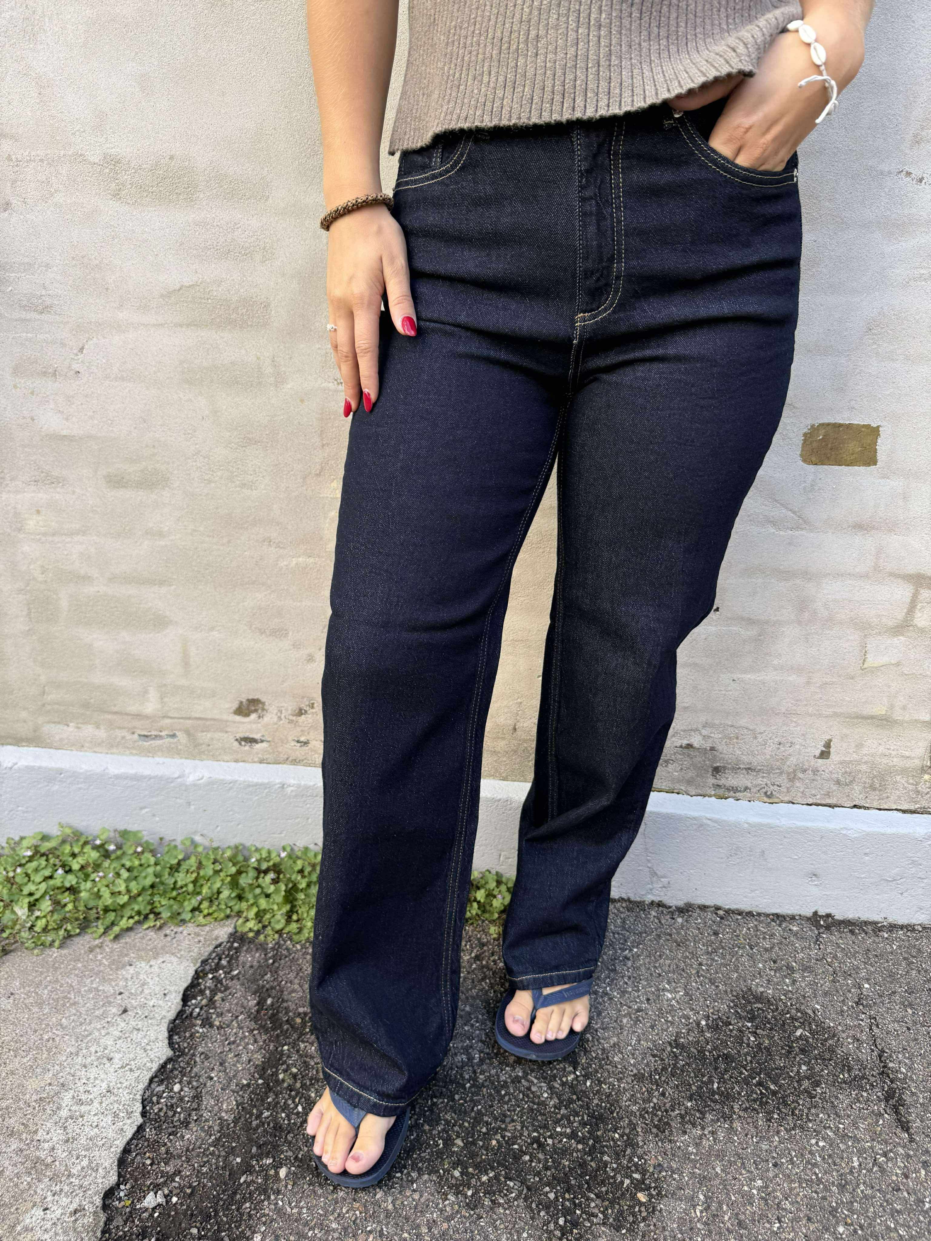TESSA WIDE JEANS - Dark Blue Denim
