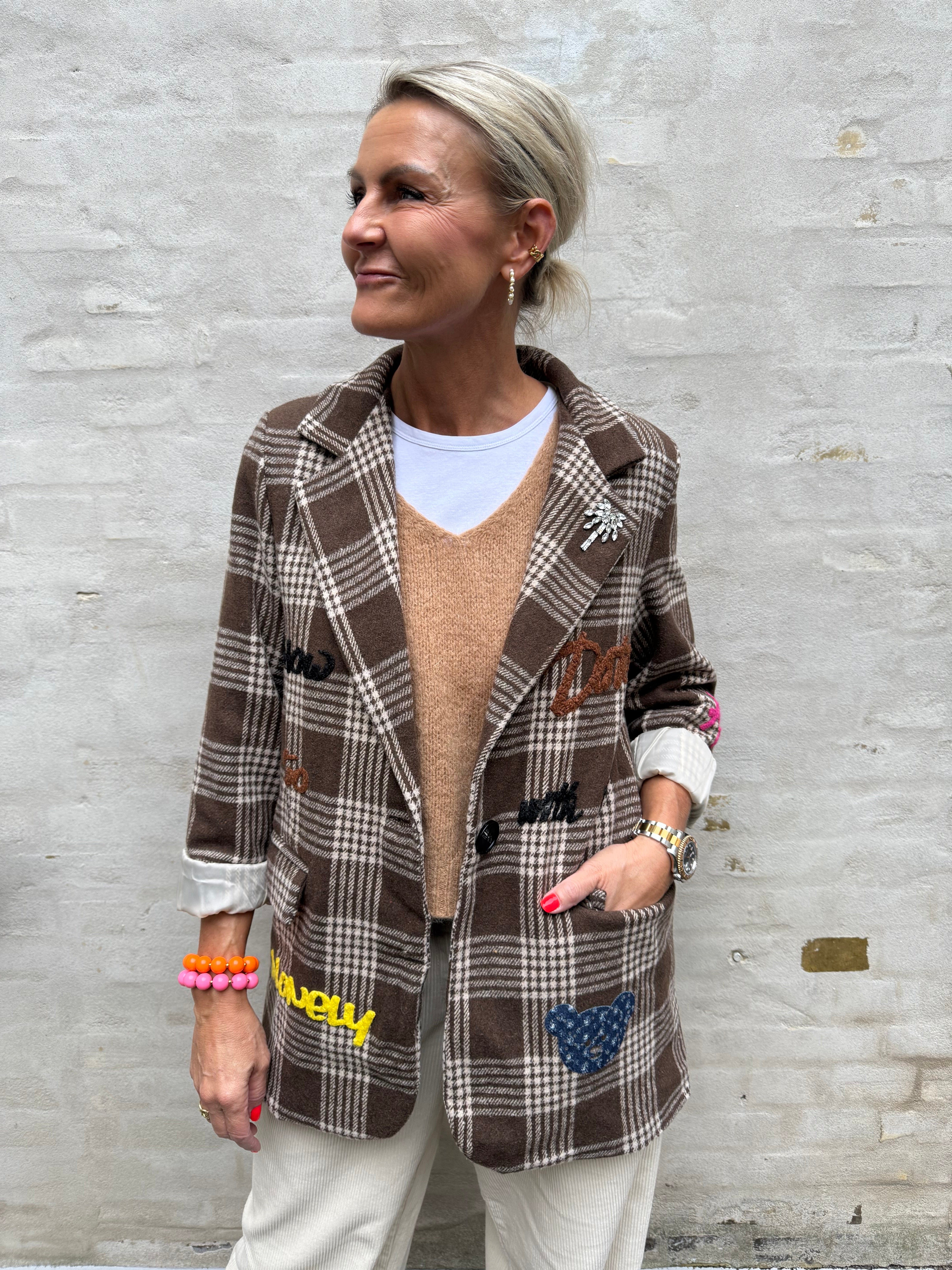 Gia Blazer - Dark Brown Check