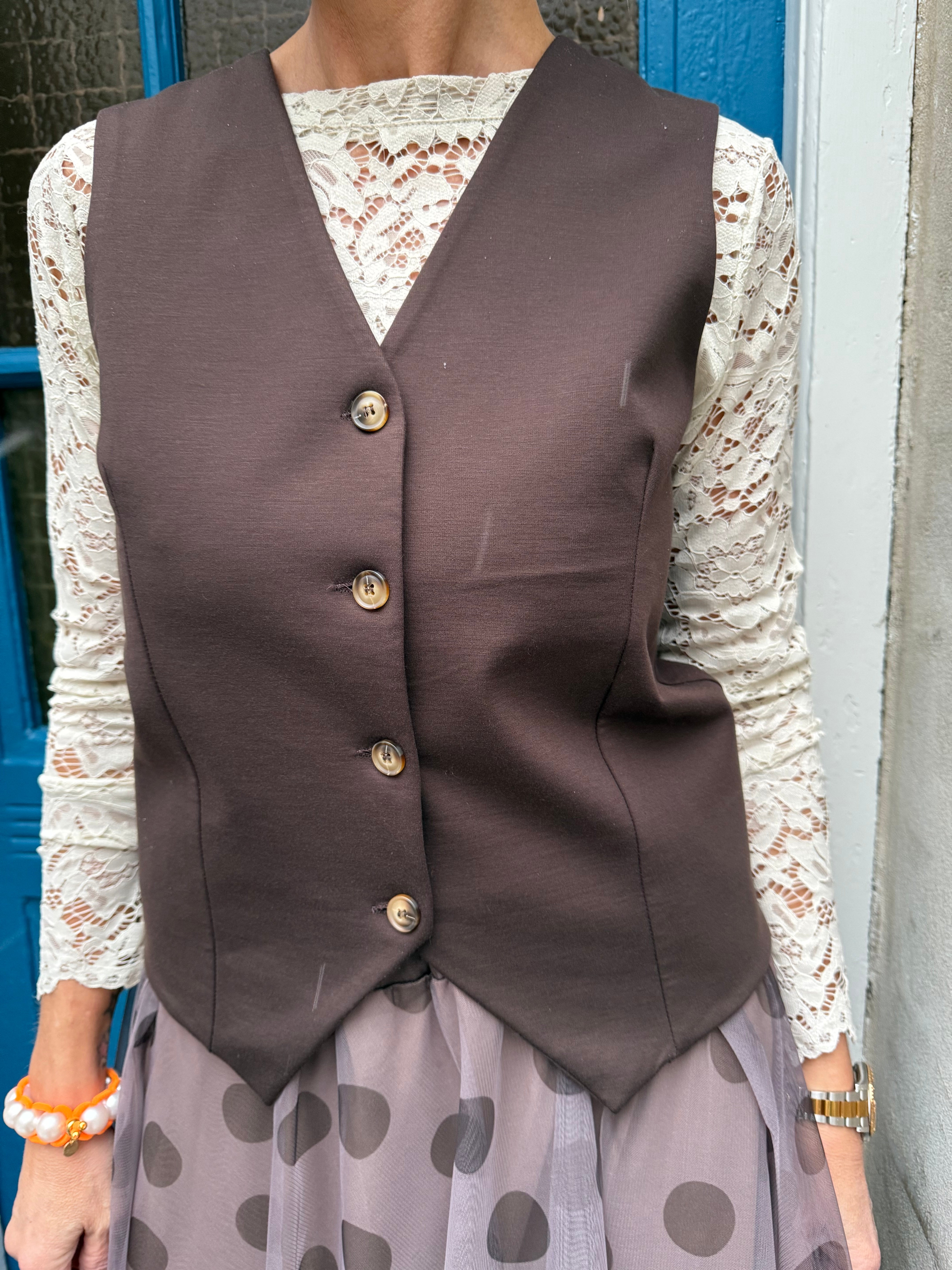 DAVI casual vest - Coffee