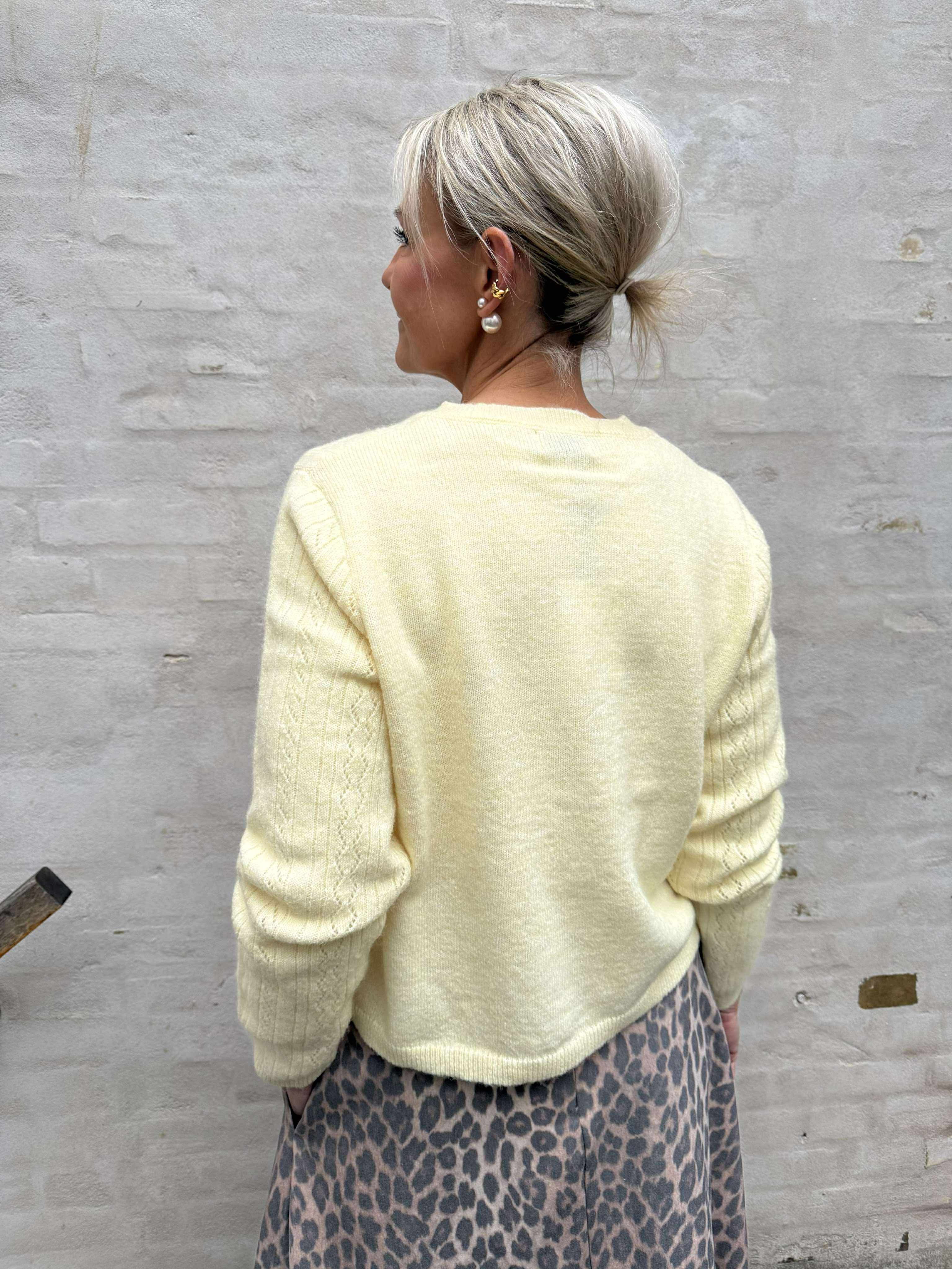 APRIL LIFE LS O-NECK CARDIGAN - Pastel Yellow_MELANGE
