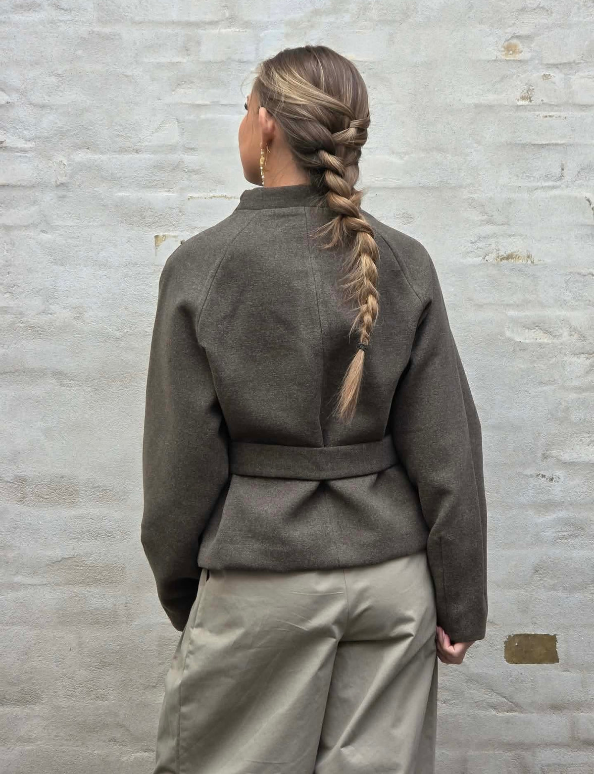 BLAKE SHORT BELT JACKET - Svart Oliv/MELANGE