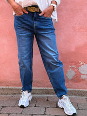 Karlie Barrel High Waist - Medium Blue Washed