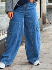 LULVA MW OS PANT - Medium Blue Denim