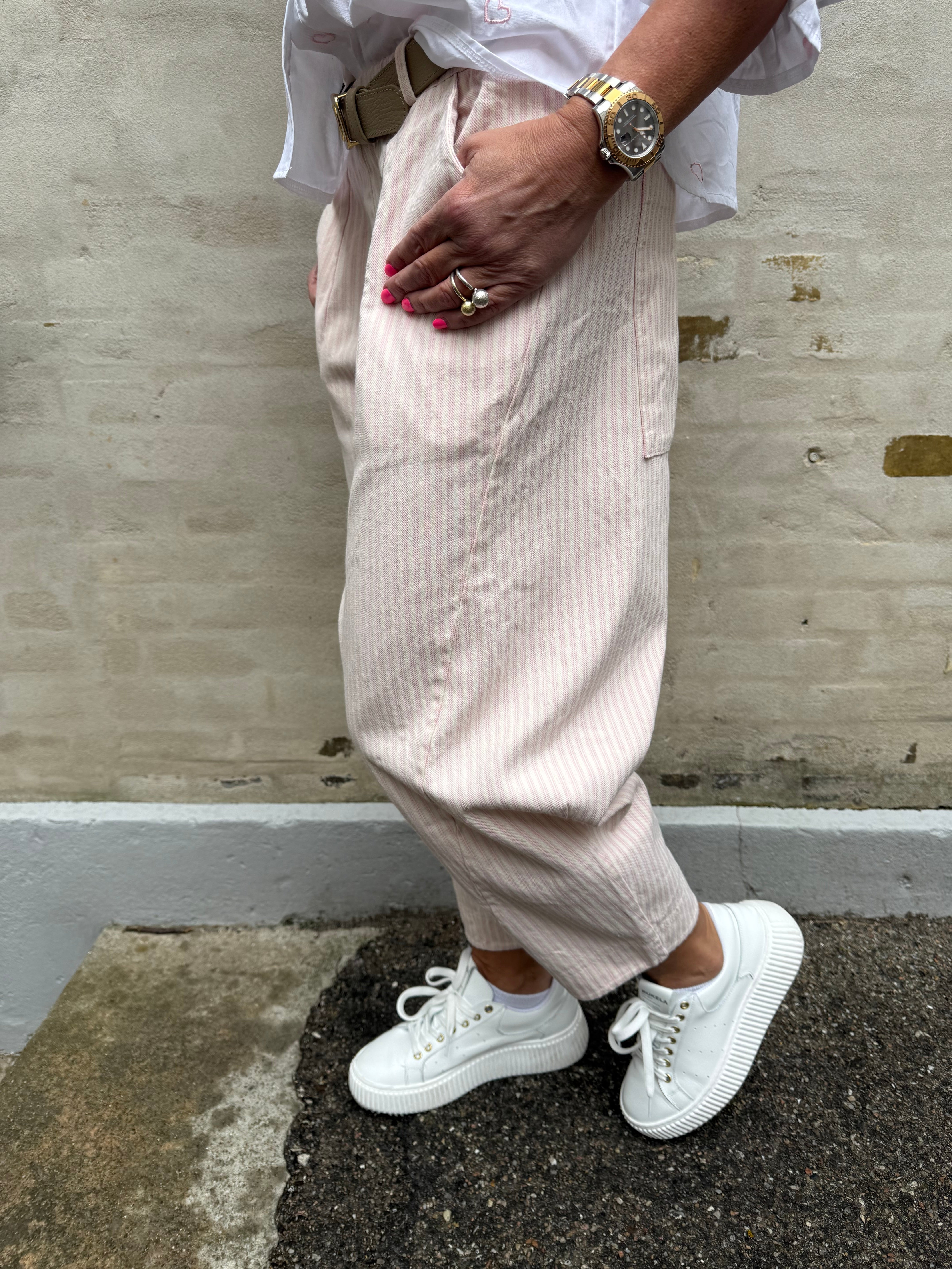 Vera Striped Pants - Striped Pink