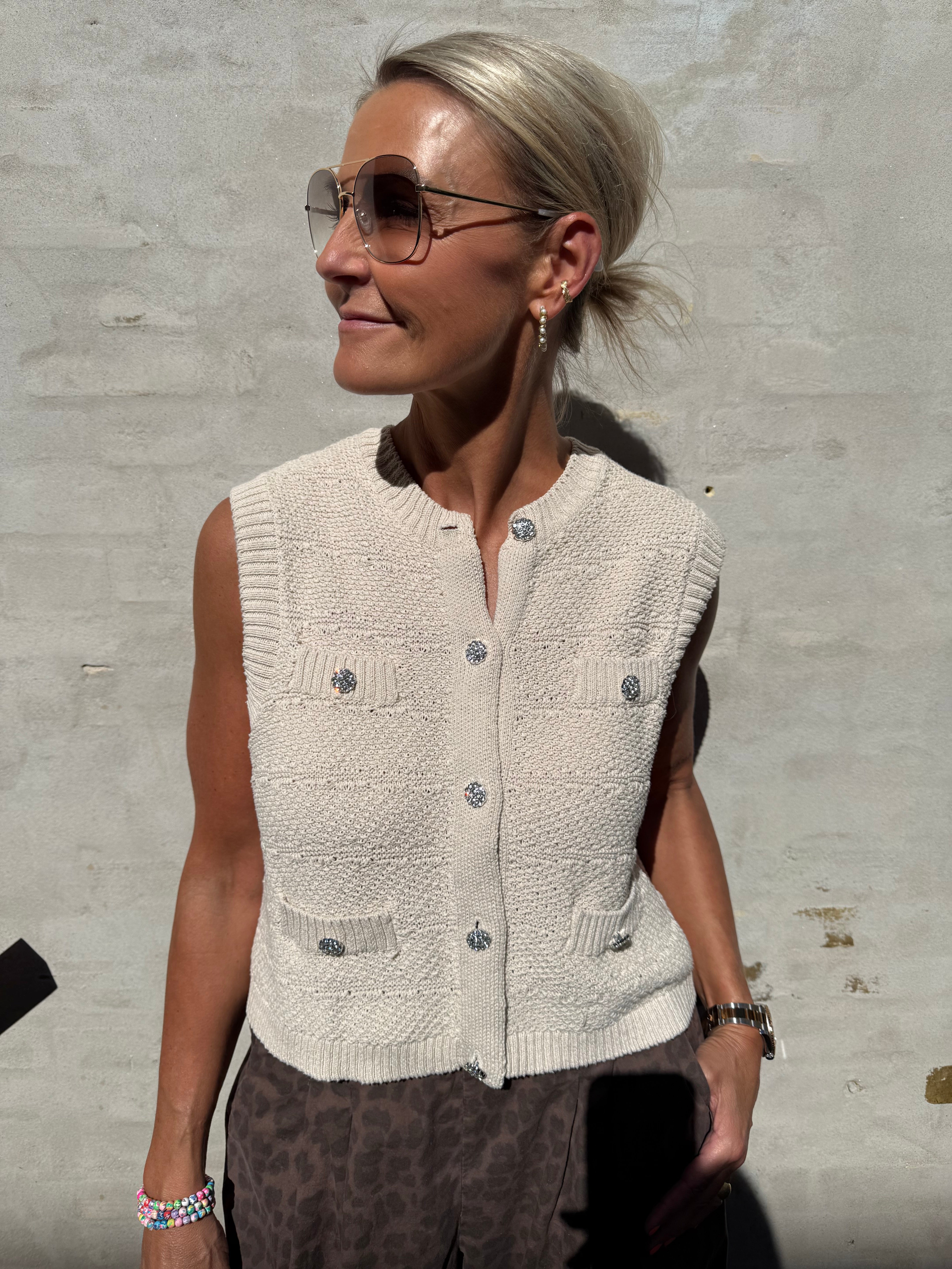 Jena SL O-neck knit vest silver lining
