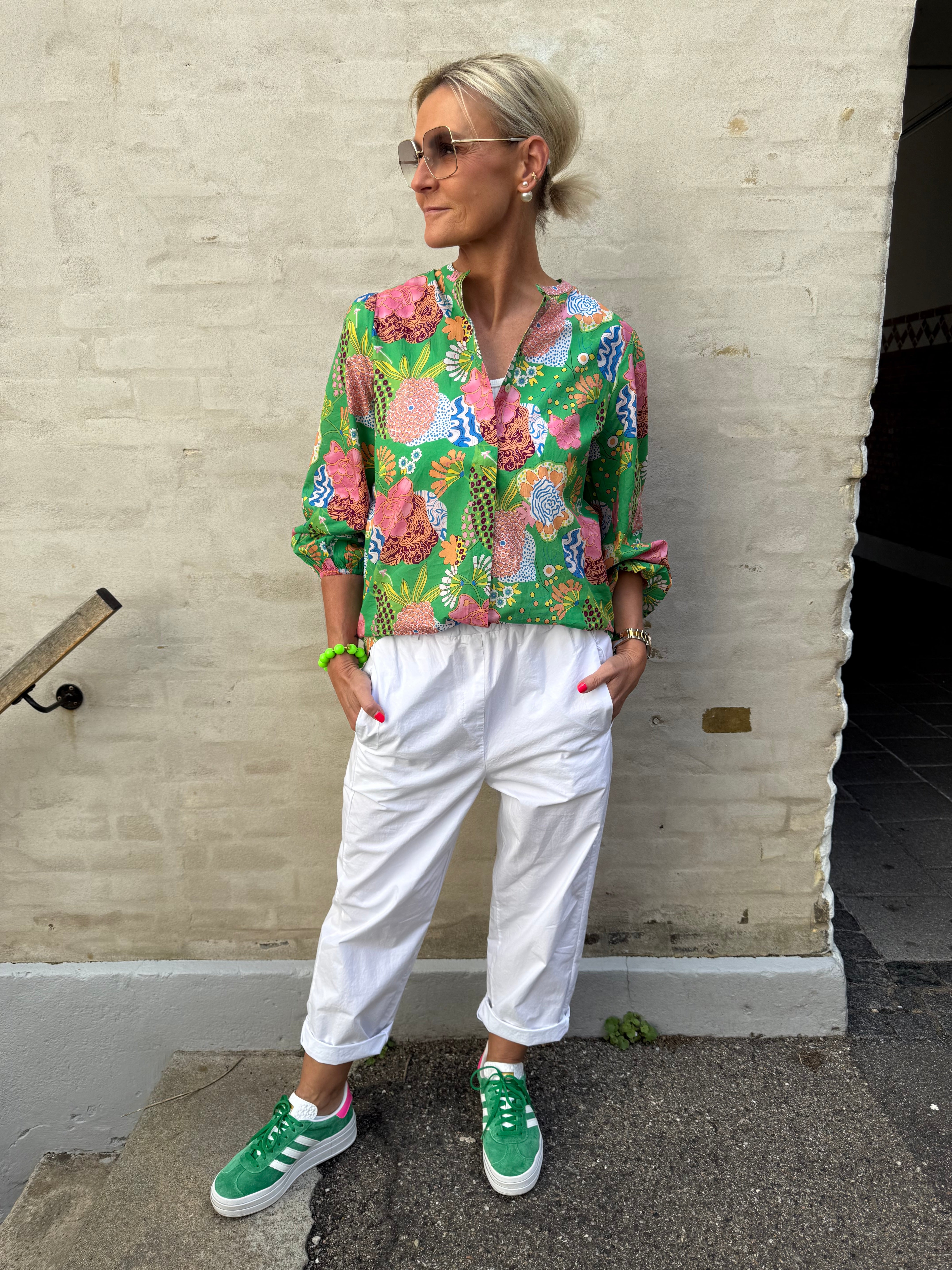 Capri Blouse - Green Print