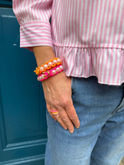 Colored Elastic & Shell Pearls SMALL - Pink