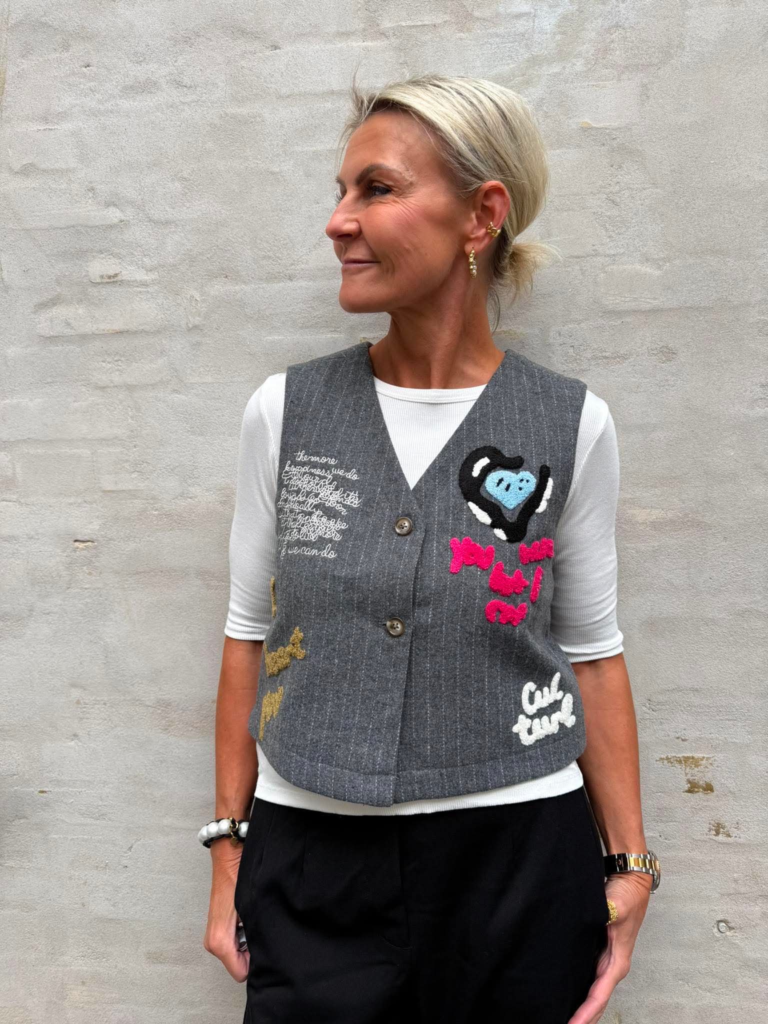 Kayla Waistcoat - Grey Pinstripe