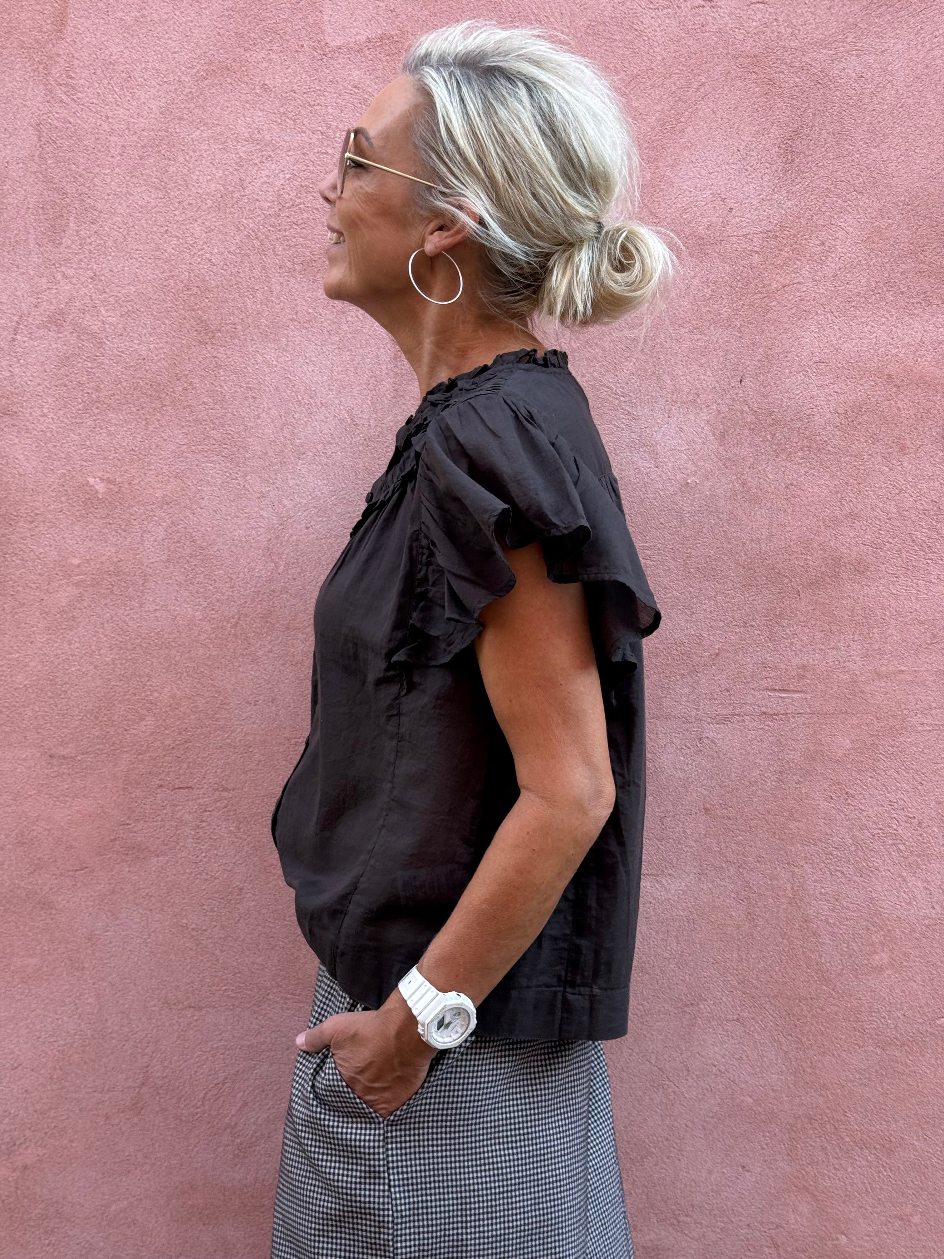 Jayla S Voile Topp - Mörkbrun
