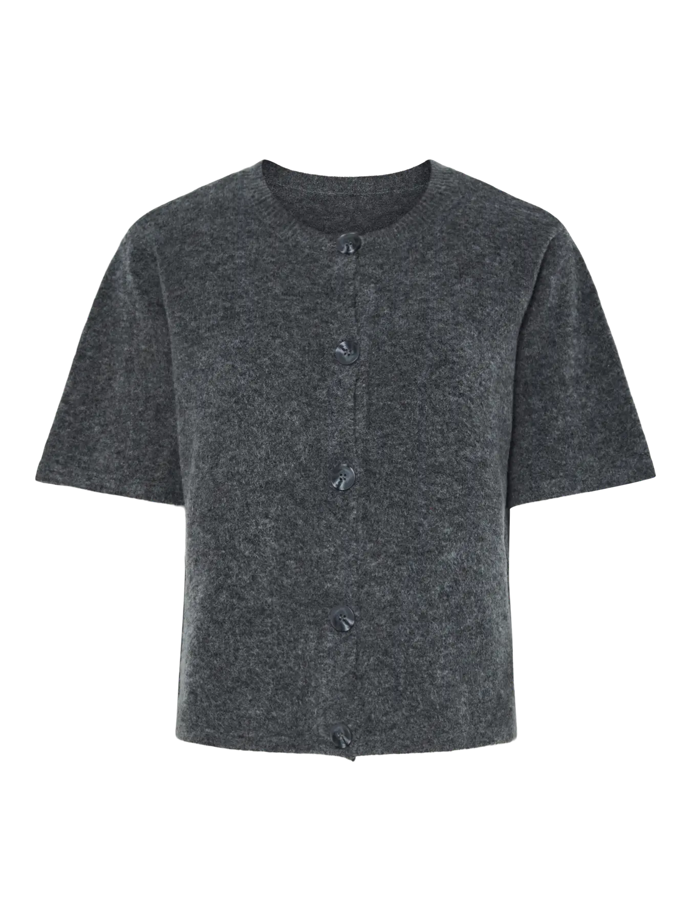 JIKO SS O-NECK KNIT CARDIGAN - Medium Grey Melange