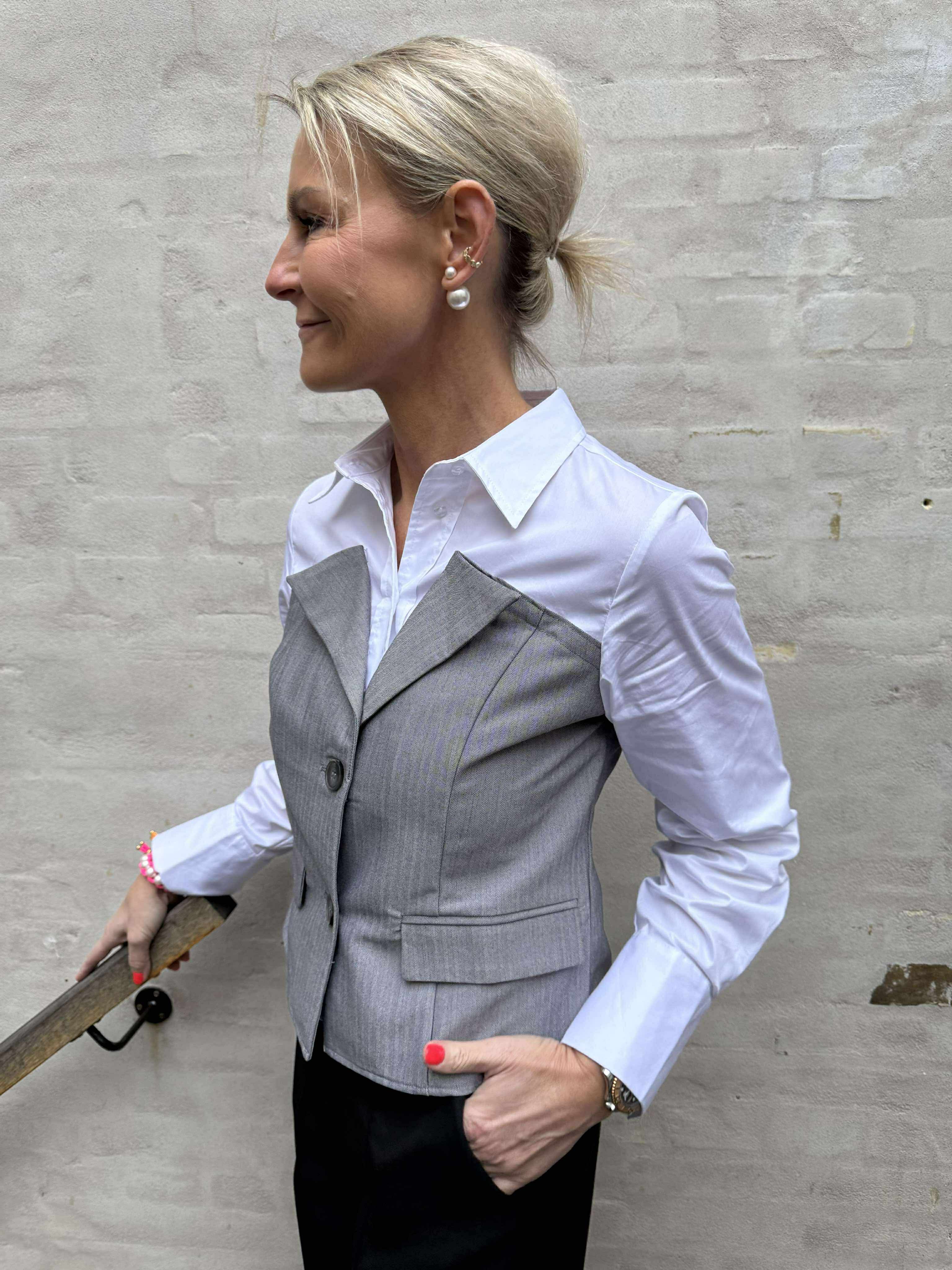 PollyCC Corsage Mix Shirt - White