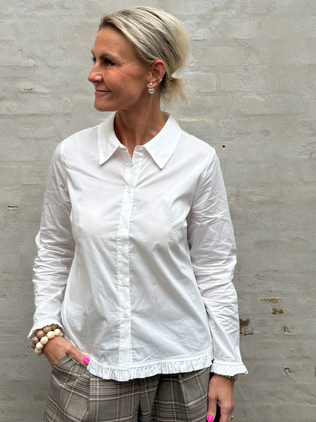 MARGI ANTOINETT FRILL SHIRT - Gardenia