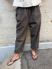 Paola Striped Pants - Dark Brown Striped