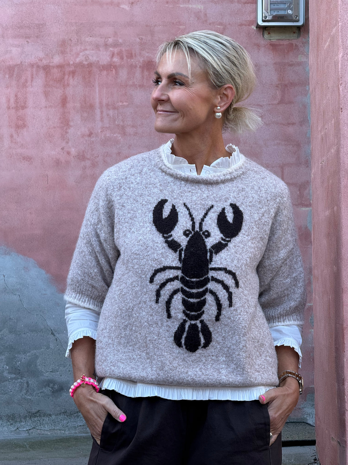 Lobster S/S Knit - Beige/Brun