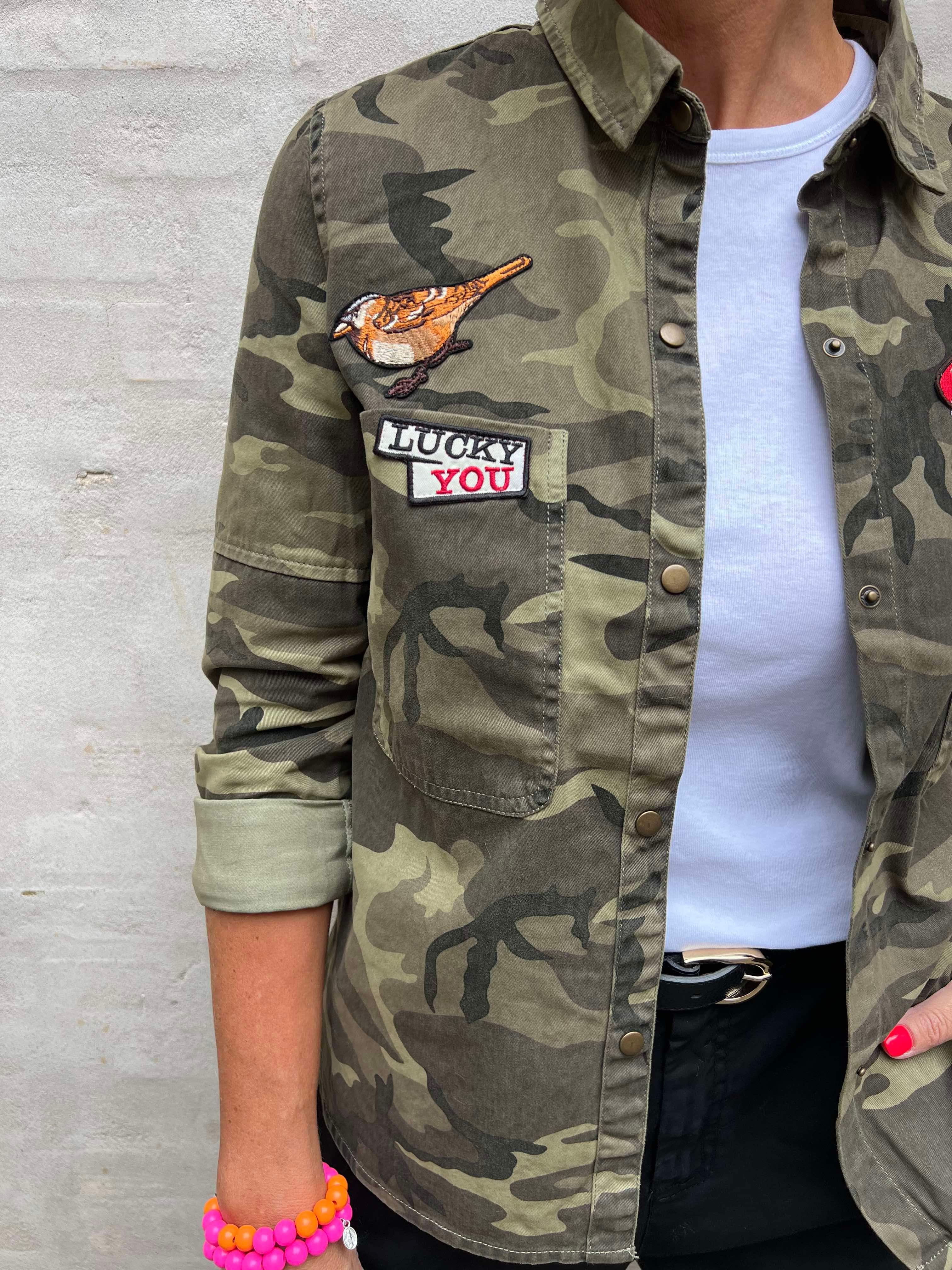 Military jacket with patches