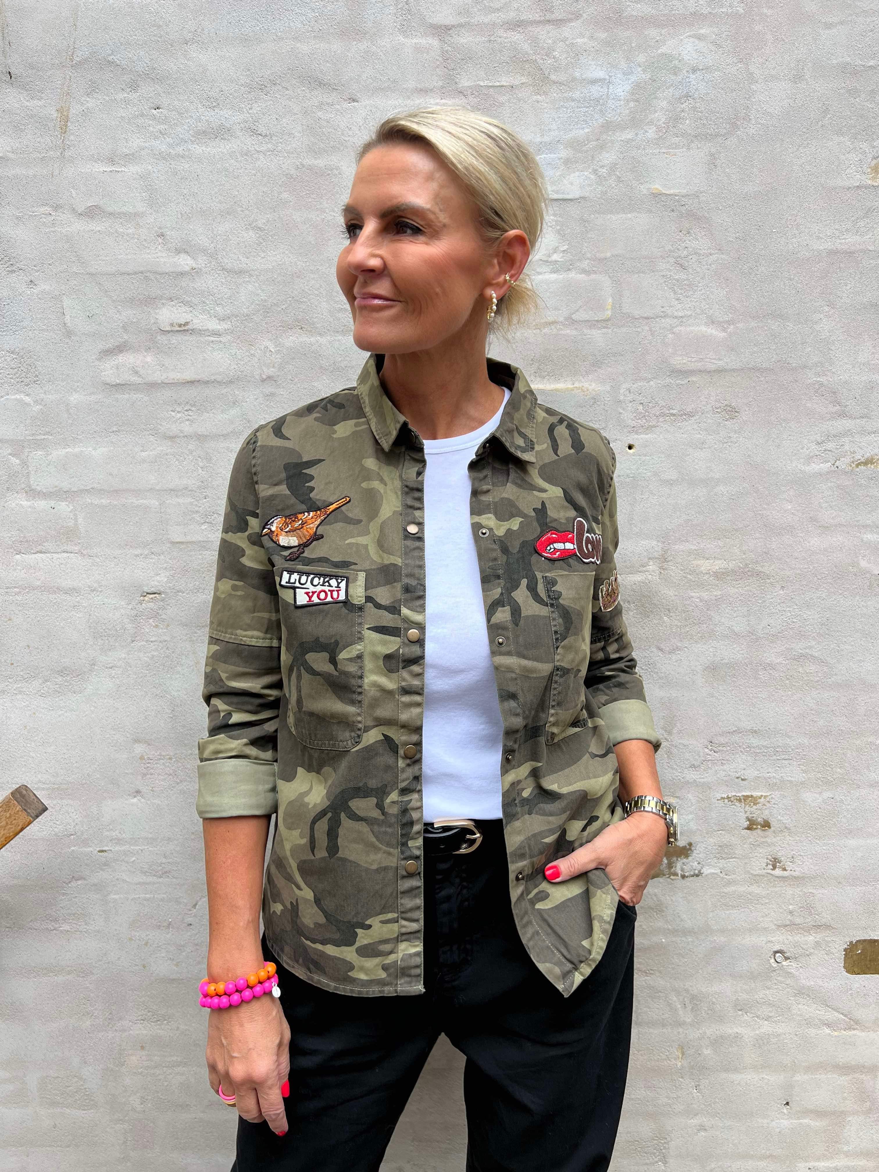 Military jacket with patches