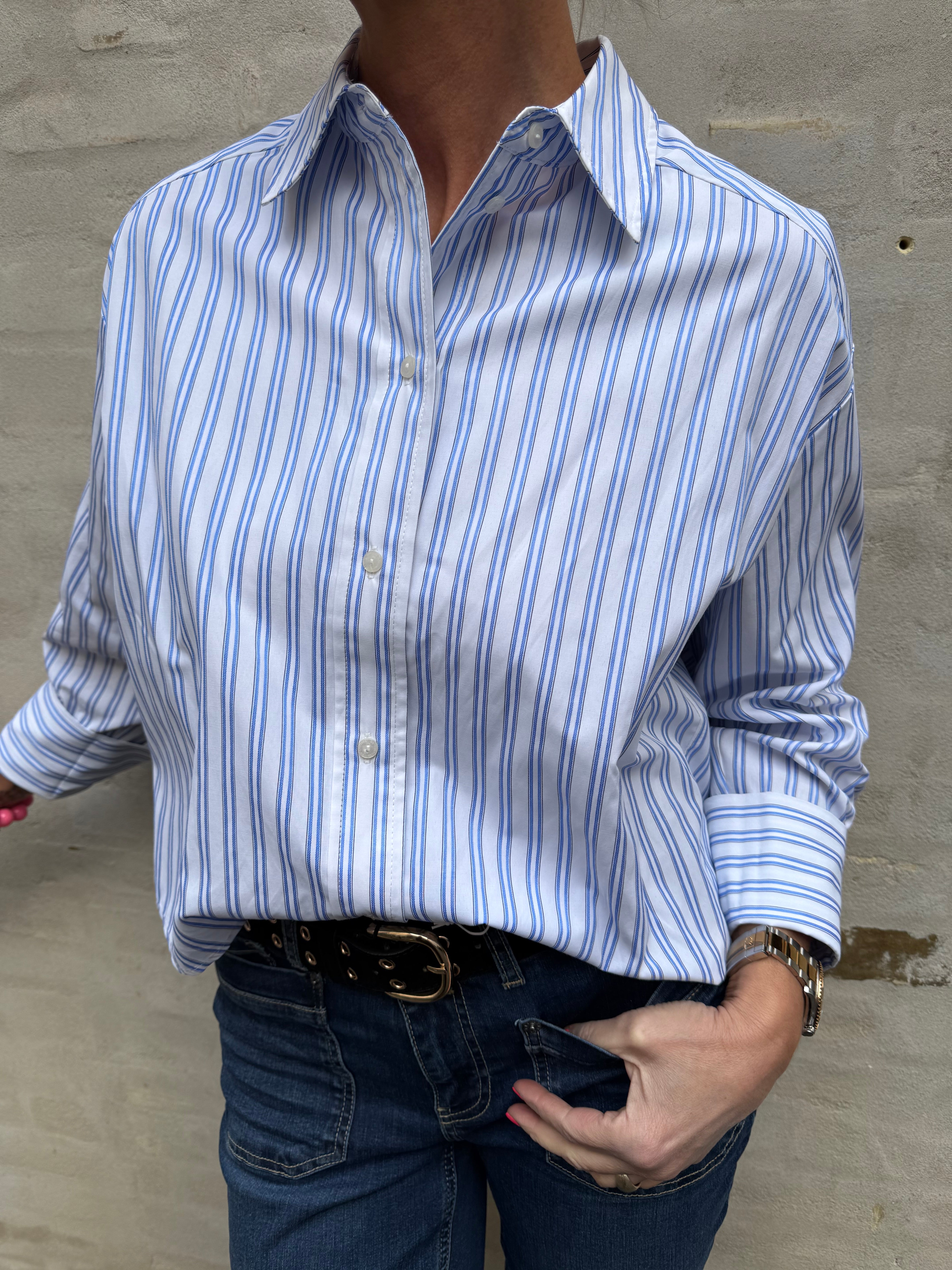 DevinCC Stripe Tie Shirt - Blue