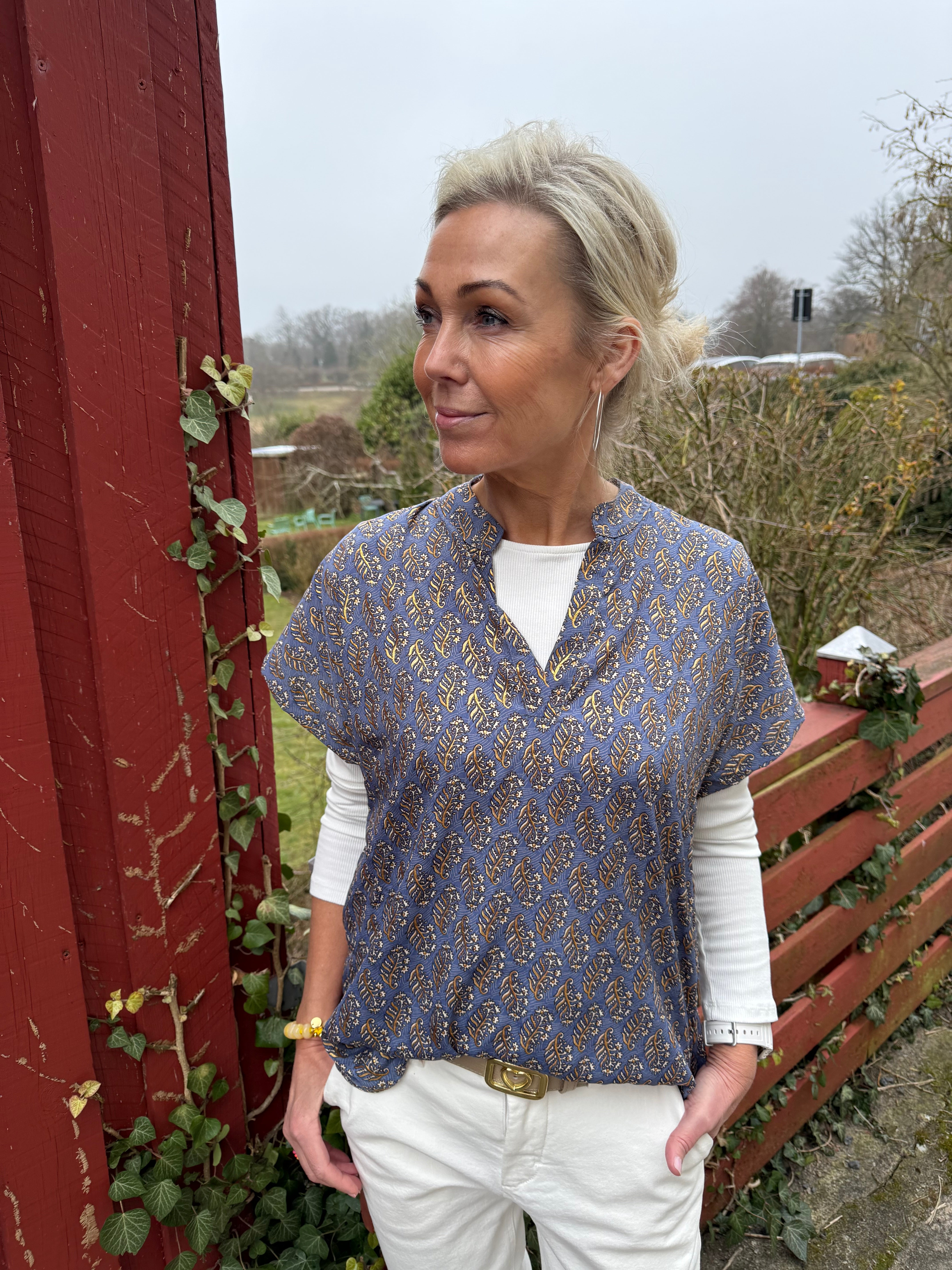 LUNA Andrea s/s Blouse - Blue Mist