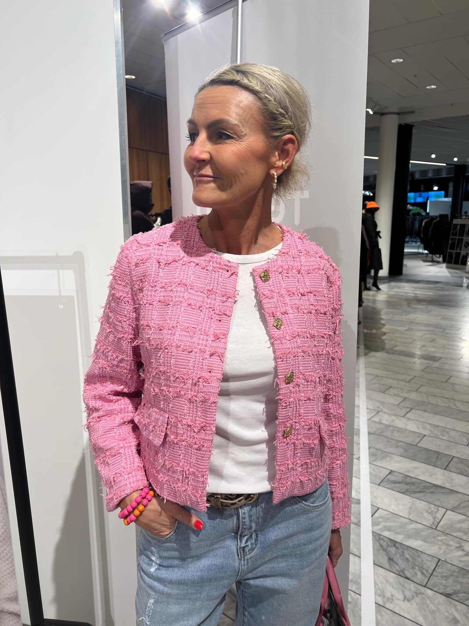 Cala check boucle jacket candyfloss