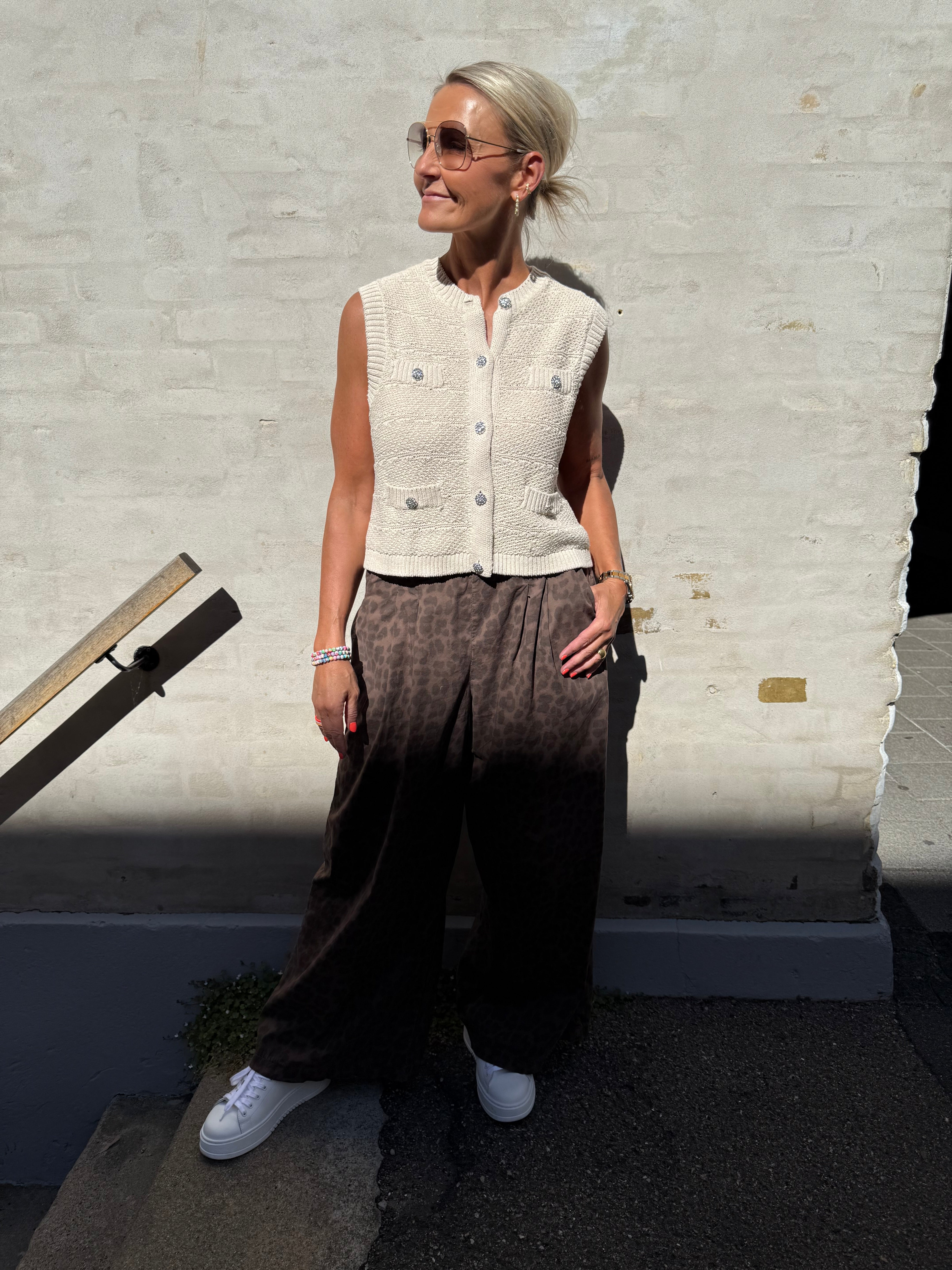 Jena SL O-neck knit vest silver lining
