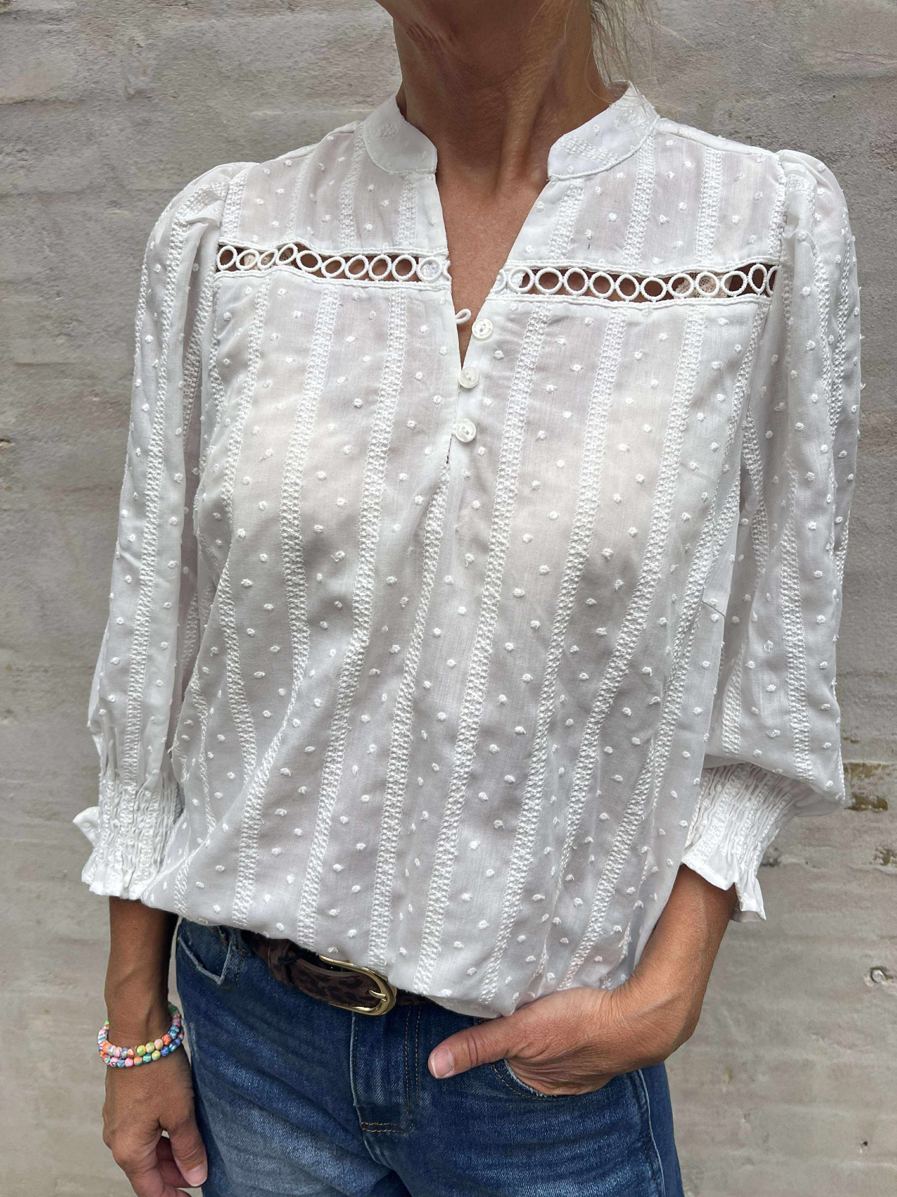 Maddie Frill Shirt - White