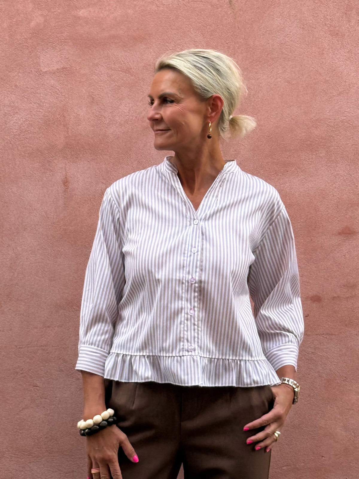 L´amour Shirt - Beige Stripe